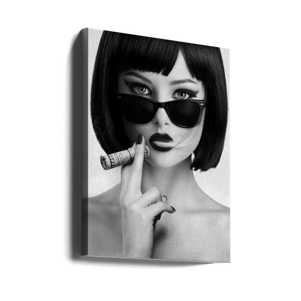 Dark shades, smoldering look, cigarette in hand. A portrait that’s sharp, cinematic, and effortlessly cool. This is rebellion captured in timeless black and white.
Artist: David Drake
