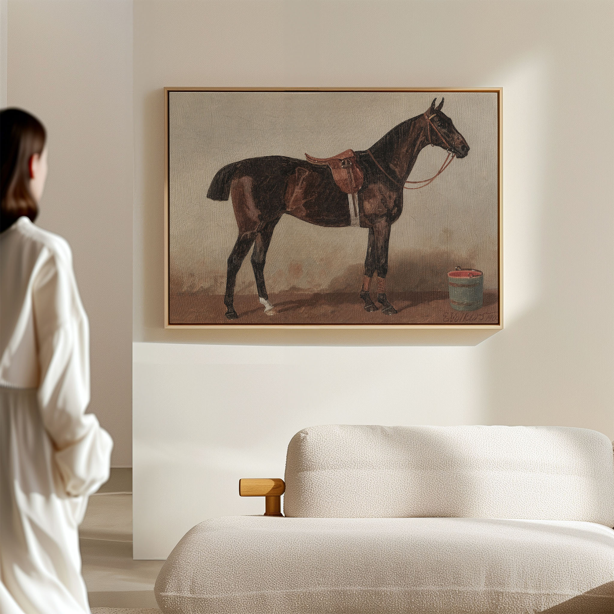 A Saddled Bay Horse in a Stable