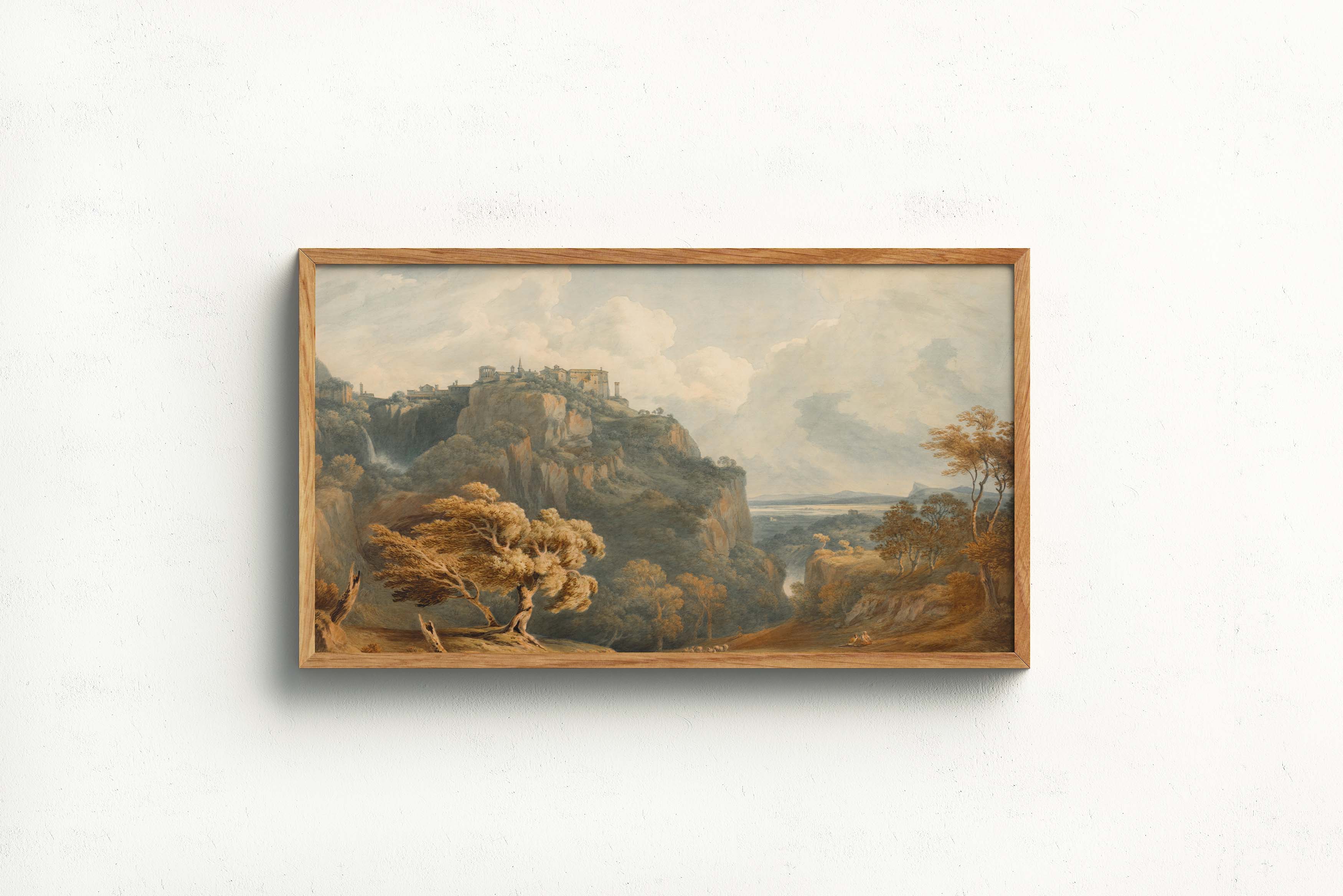 A vintage print of A View of Tivoli Looking Towards Rome by John Warwick Smith.