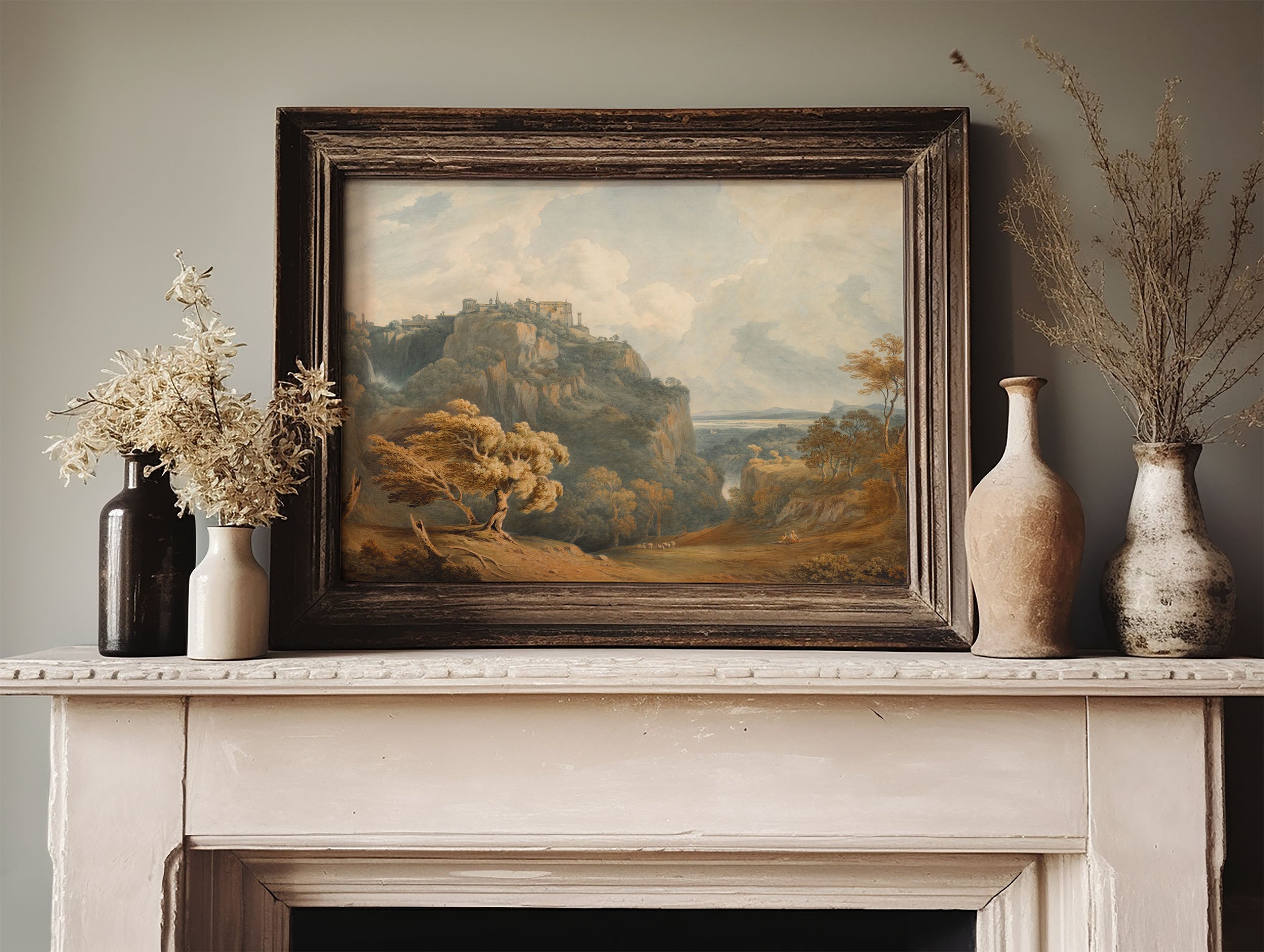 A vintage print of A View of Tivoli Looking Towards Rome by John Warwick Smith.