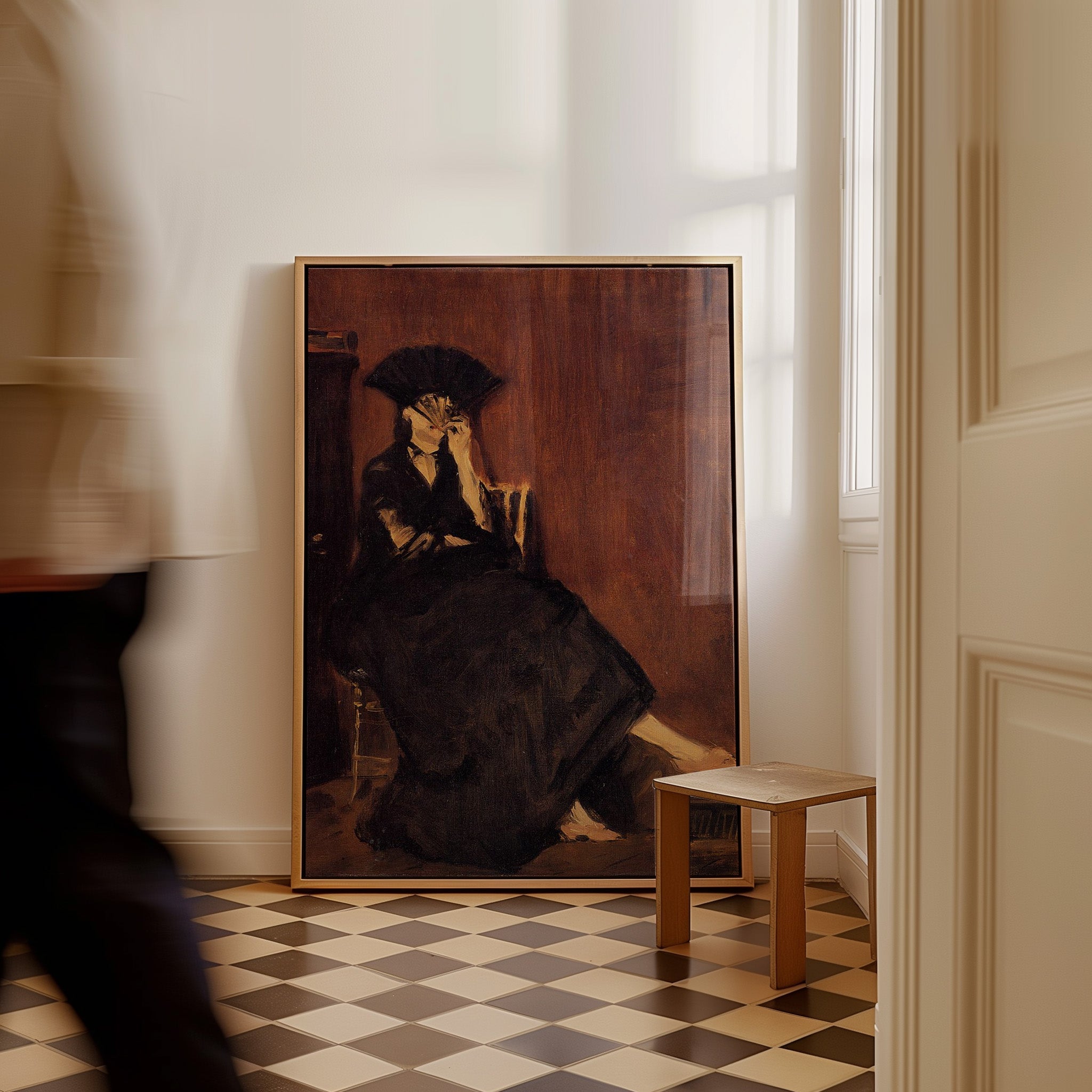A soft, intimate portrait by Édouard Manet. Berthe sits quietly, fan in hand, her dark eyes full of thought. A timeless piece that brings a gentle, elegant touch to any space.
