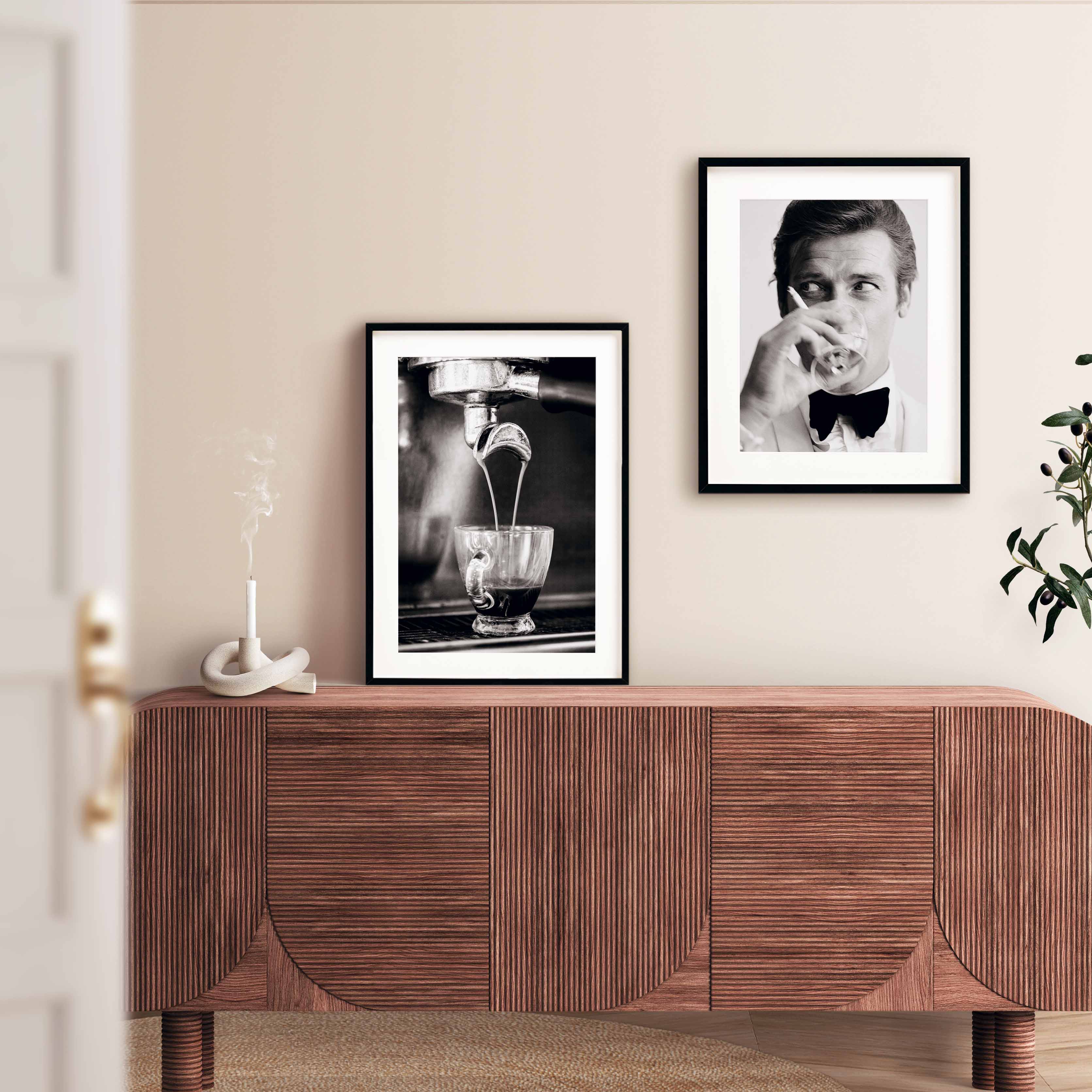 Black and white photography Espresso Machine Dripping Poster