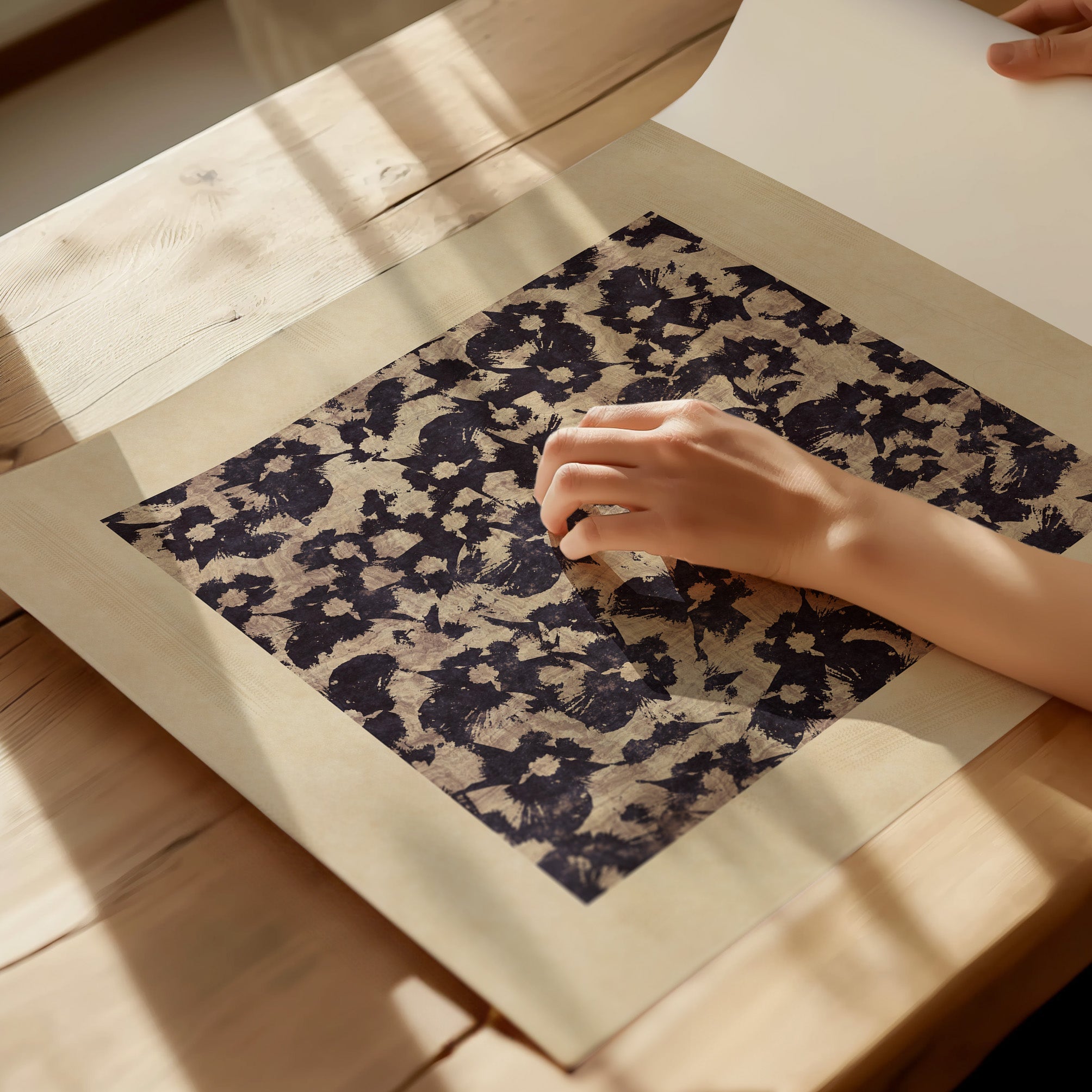 A minimal botanical study with soft texture and aged charm. The woodblock style gives it an organic, timeless feel—simple, quiet, and full of character.