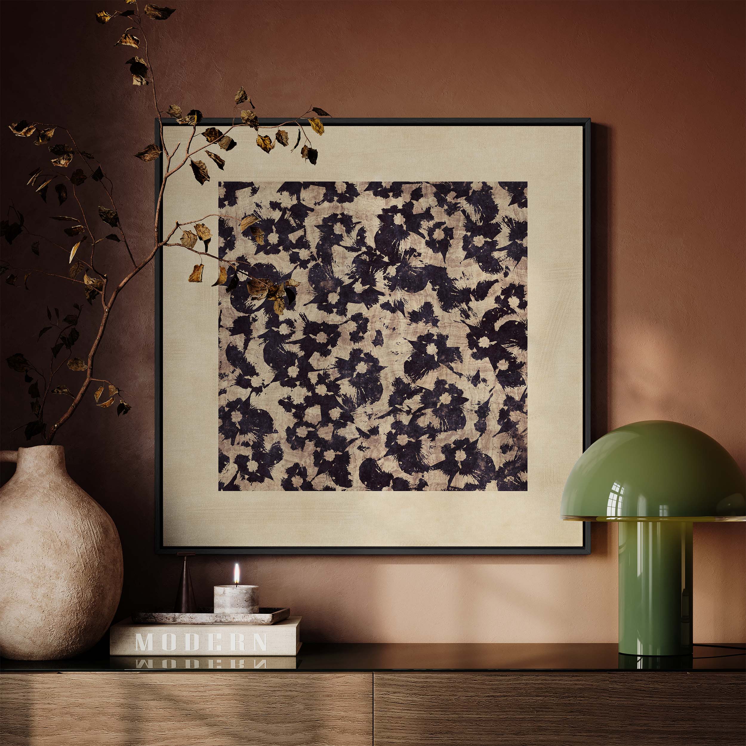 A minimal botanical study with soft texture and aged charm. The woodblock style gives it an organic, timeless feel—simple, quiet, and full of character.