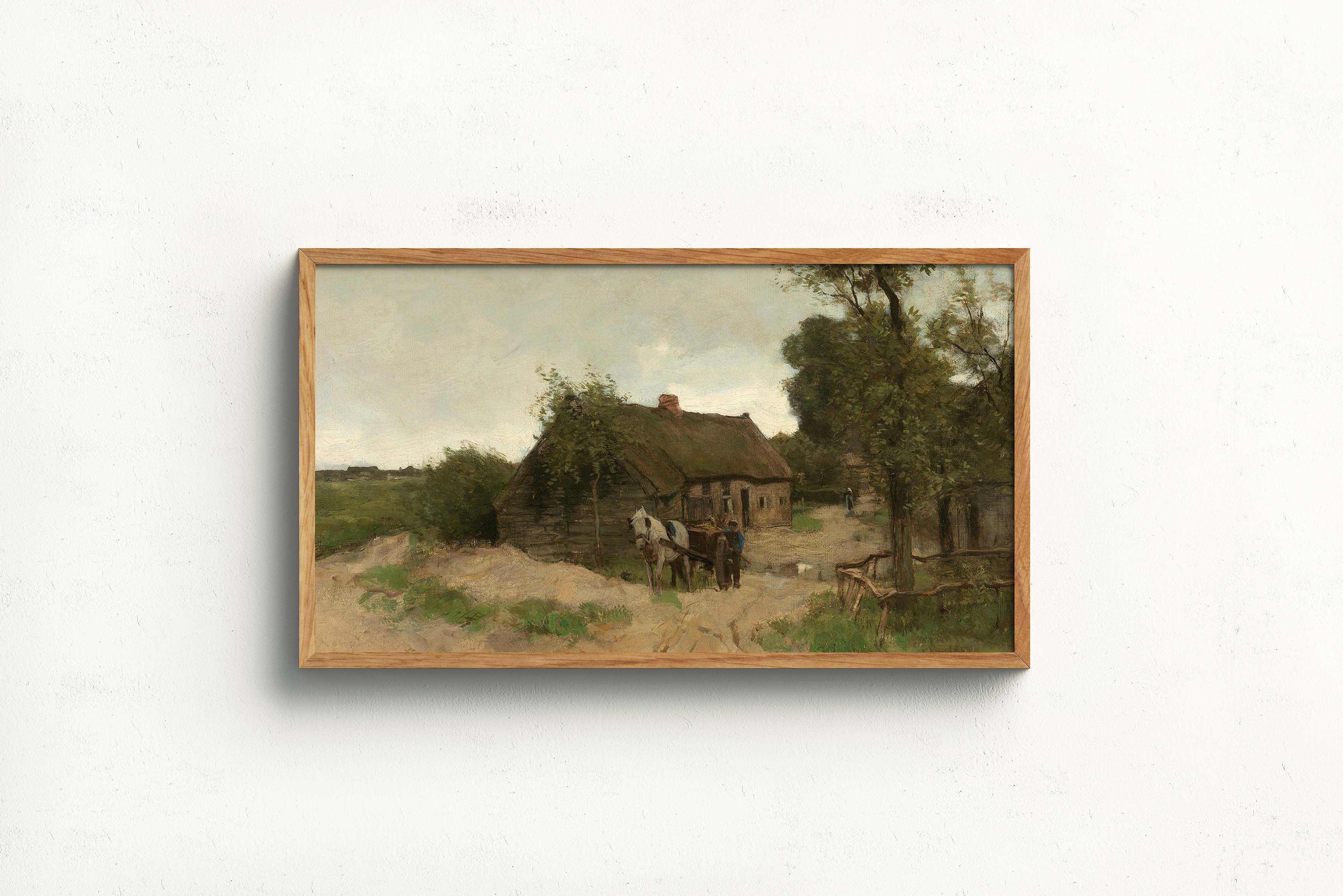 Cottage on the dirt road painting by Anton Mauve