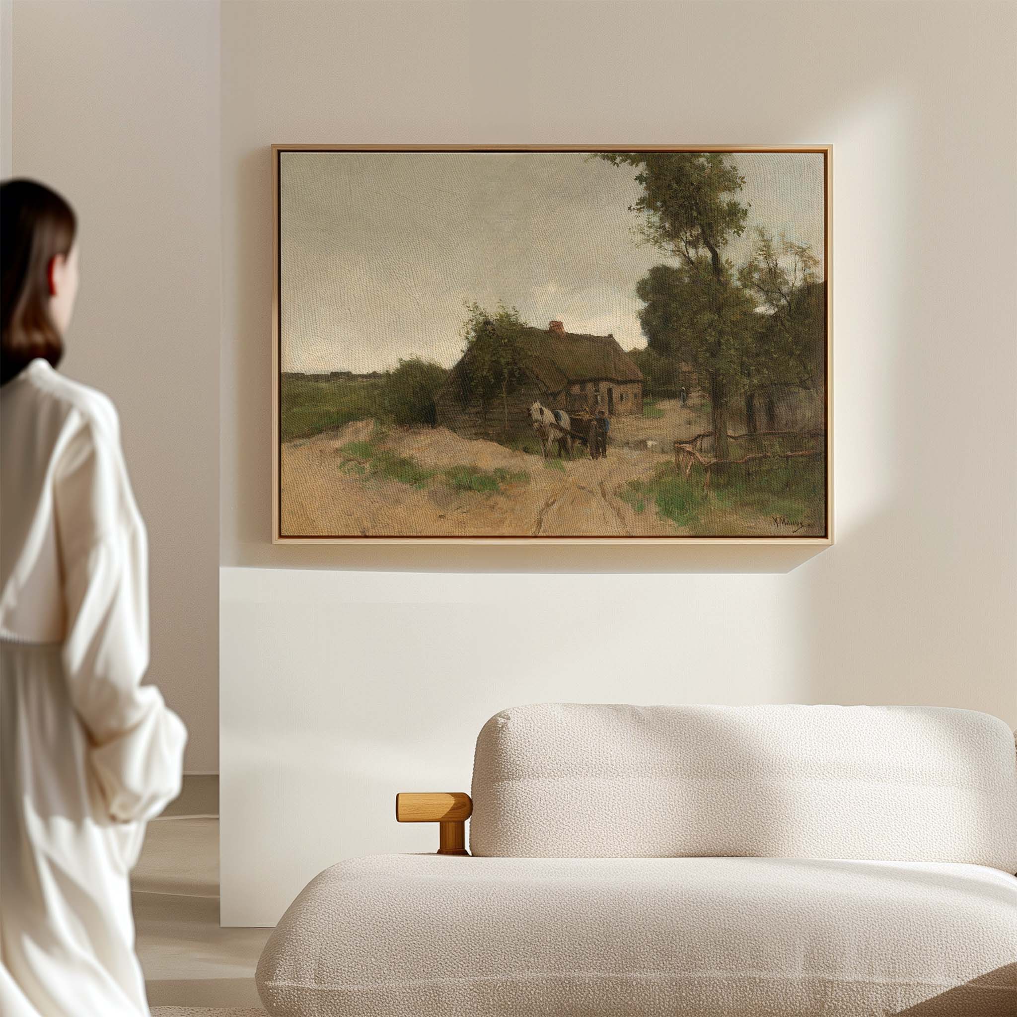 Cottage on the dirt road painting by Anton Mauve
