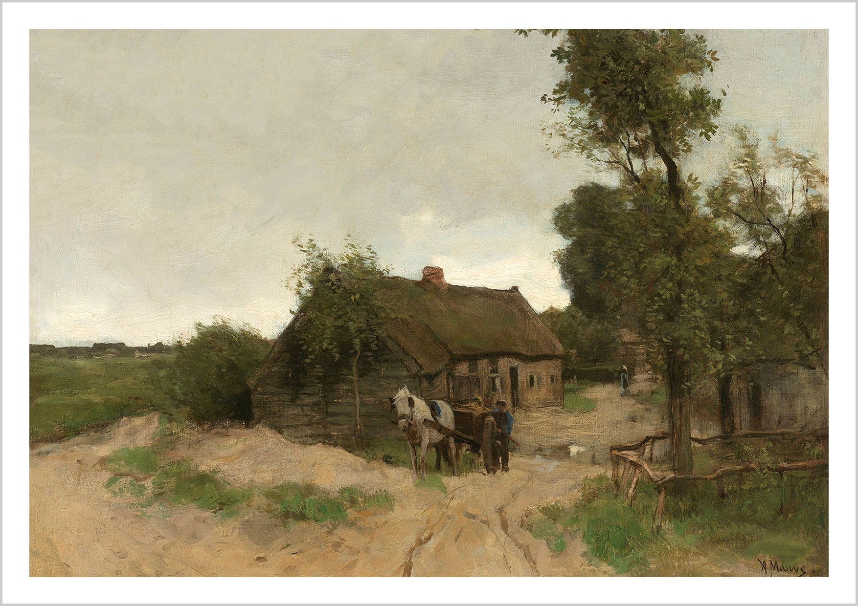 Cottage on the dirt road painting by Anton Mauve