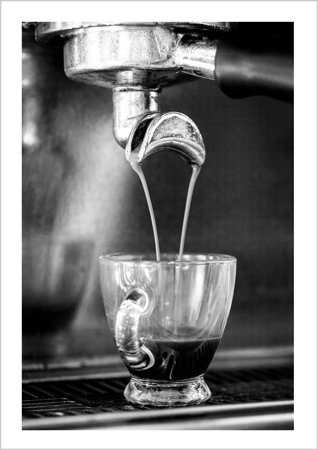 Black and white photography Espresso Machine Dripping Poster