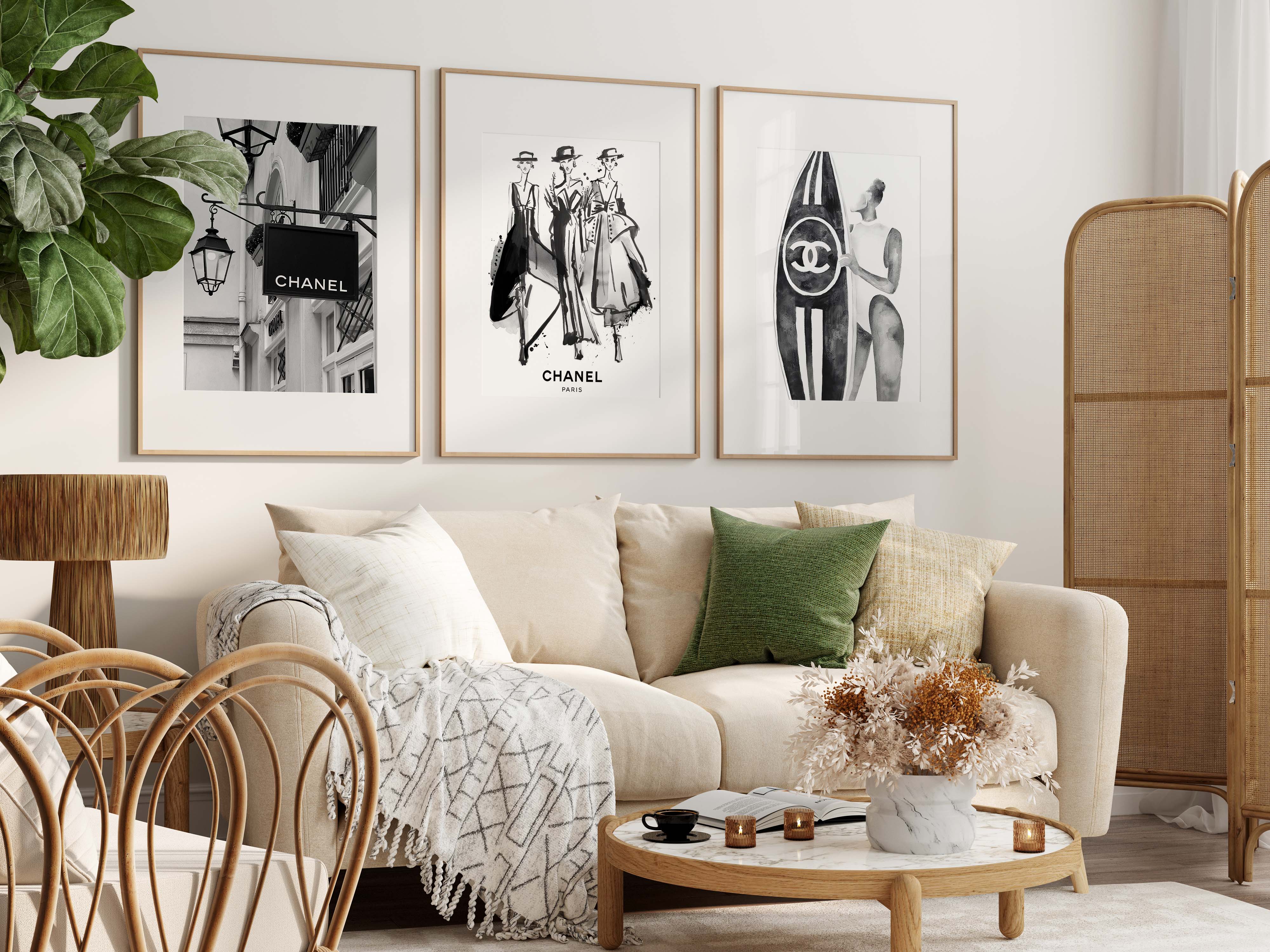Elegant Chanel model fashion sketch, capturing timeless style and haute couture artistry.
