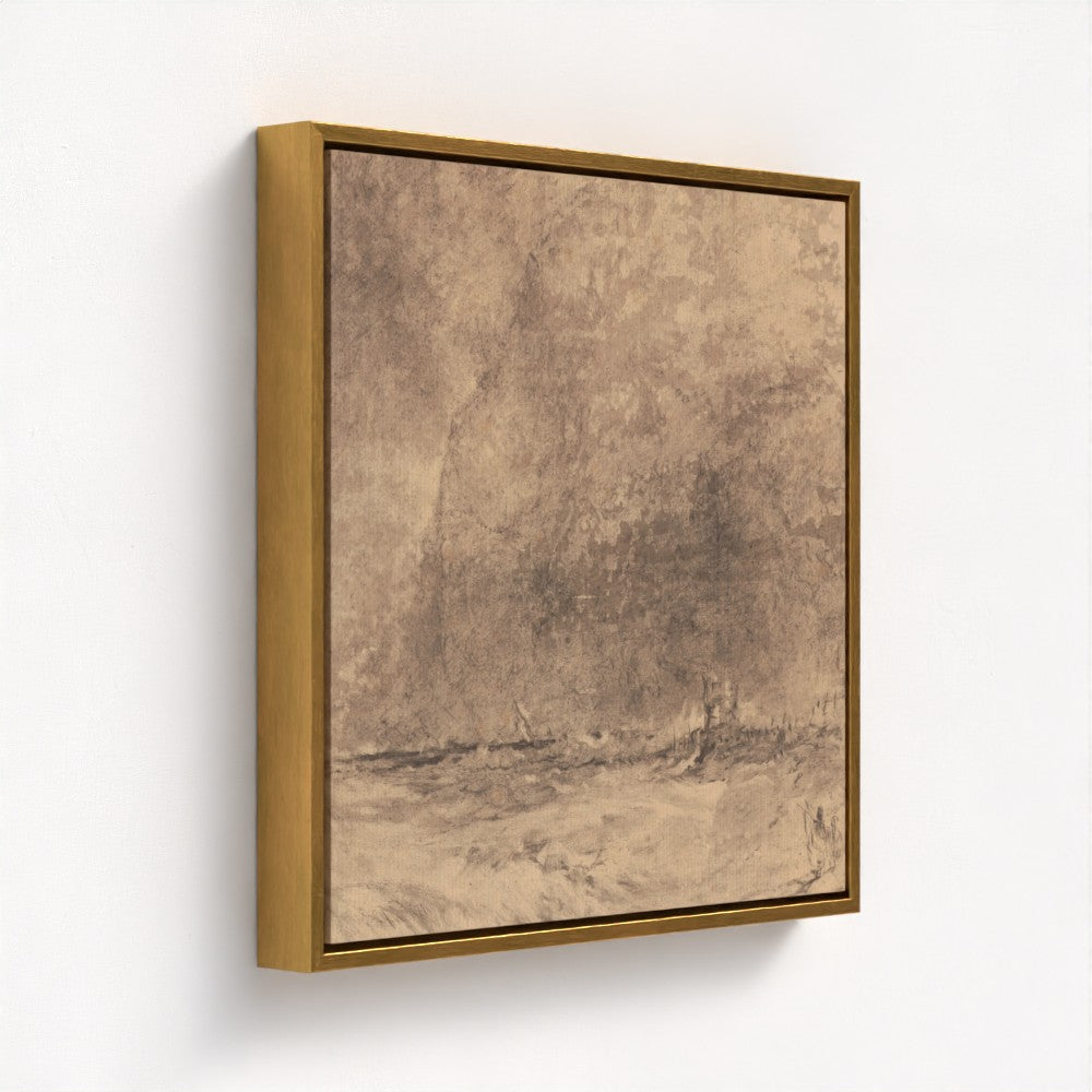 A dramatic seascape with rugged cliffs and shifting skies, drawn from Constable’s study of the English coast. Moody, textured, and full of quiet movement.