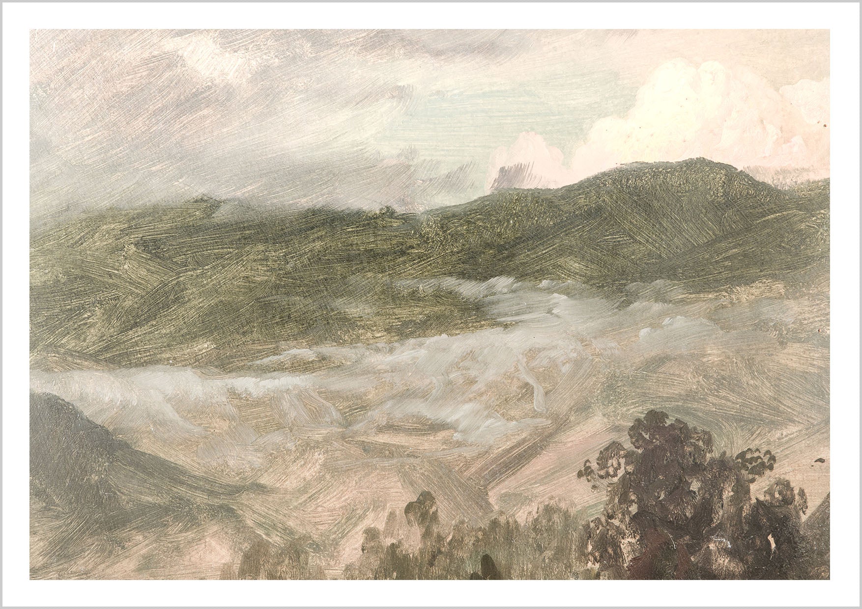 "Frog along the Hills" presents a tranquil scene with a frog nestled among rolling hills. The artwork captures a peaceful moment in nature, with soft colors and a serene mood.