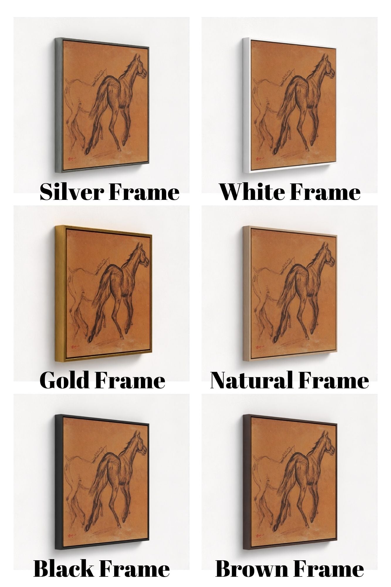 Horse study sketch by Edgar Degas. Large poster, canvas and framing options in different color. Free & fast shipping to US, EU & UK.