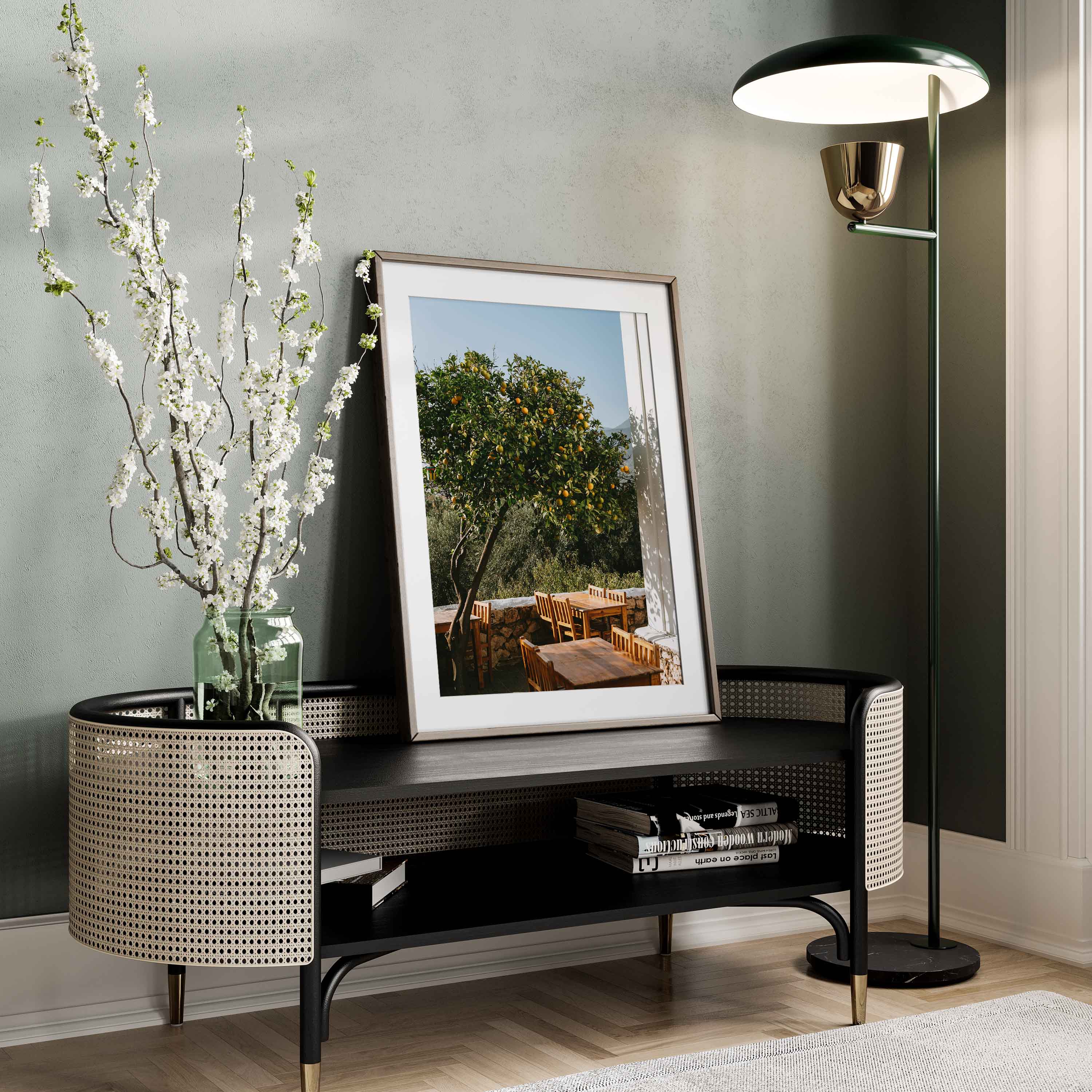 Photography print of a Mandarine garden in Italy.