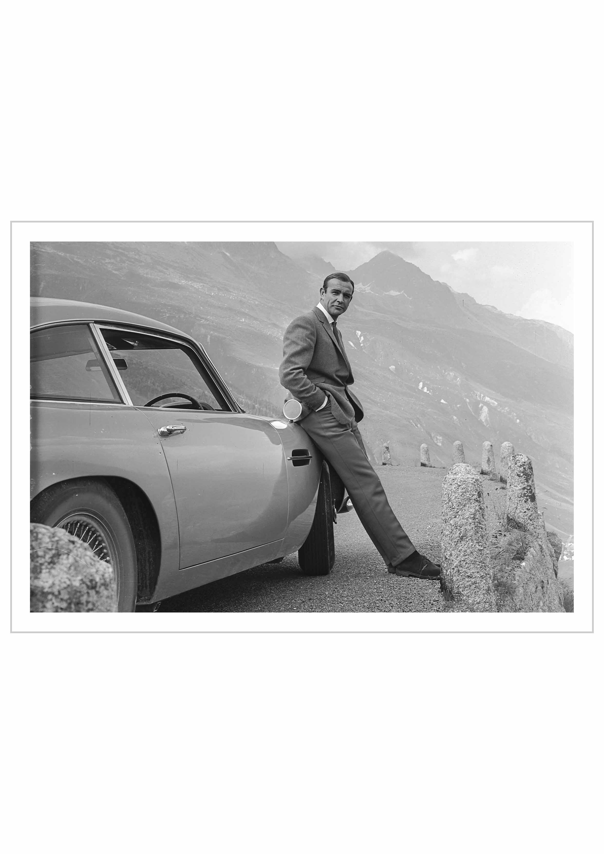 Sean Connery with Aston Martin DB5 During the Filming of 'Goldfi