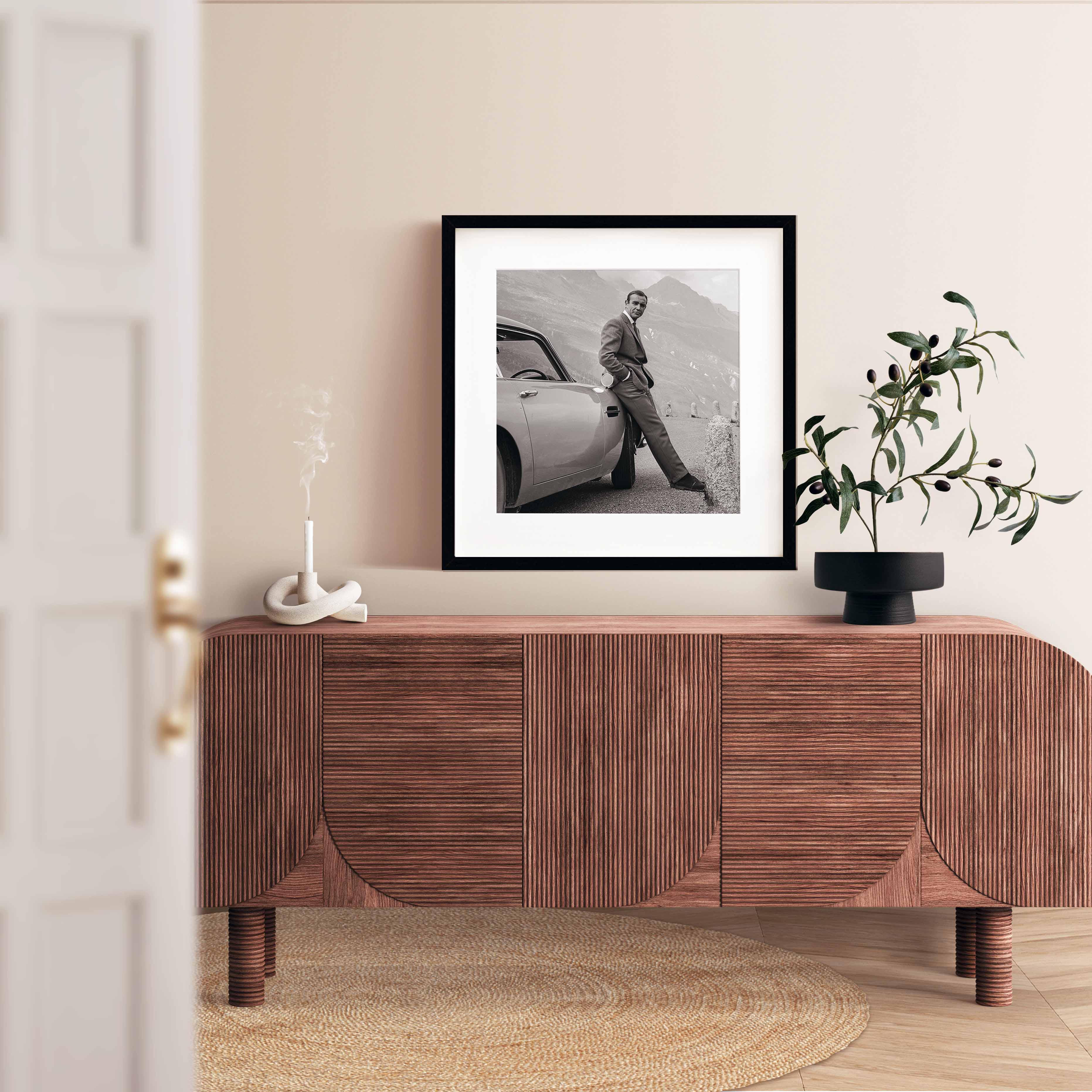 Sean Connery with Aston Martin DB5 During the Filming of 'Goldfinger'