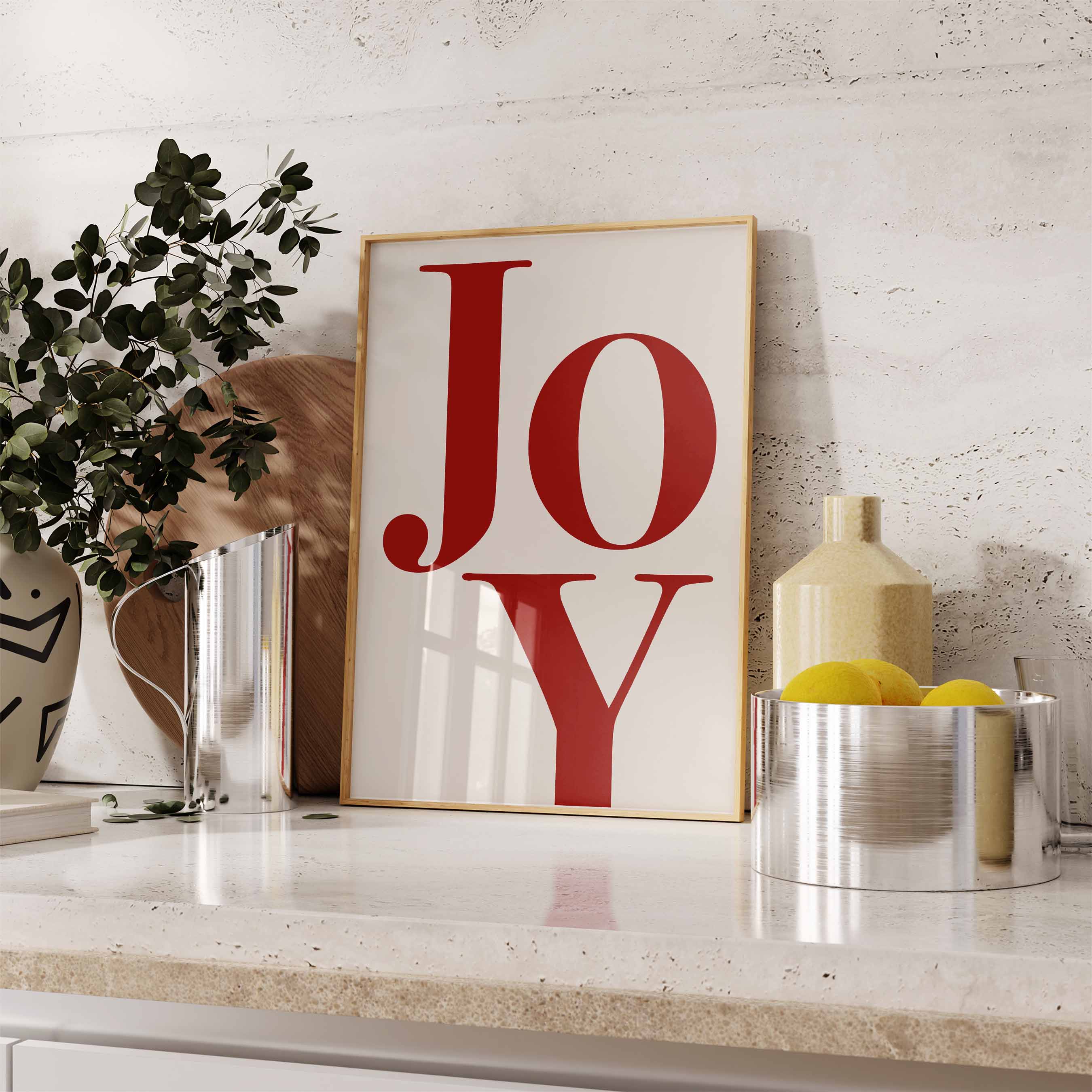 Typography Joy in Red Poster