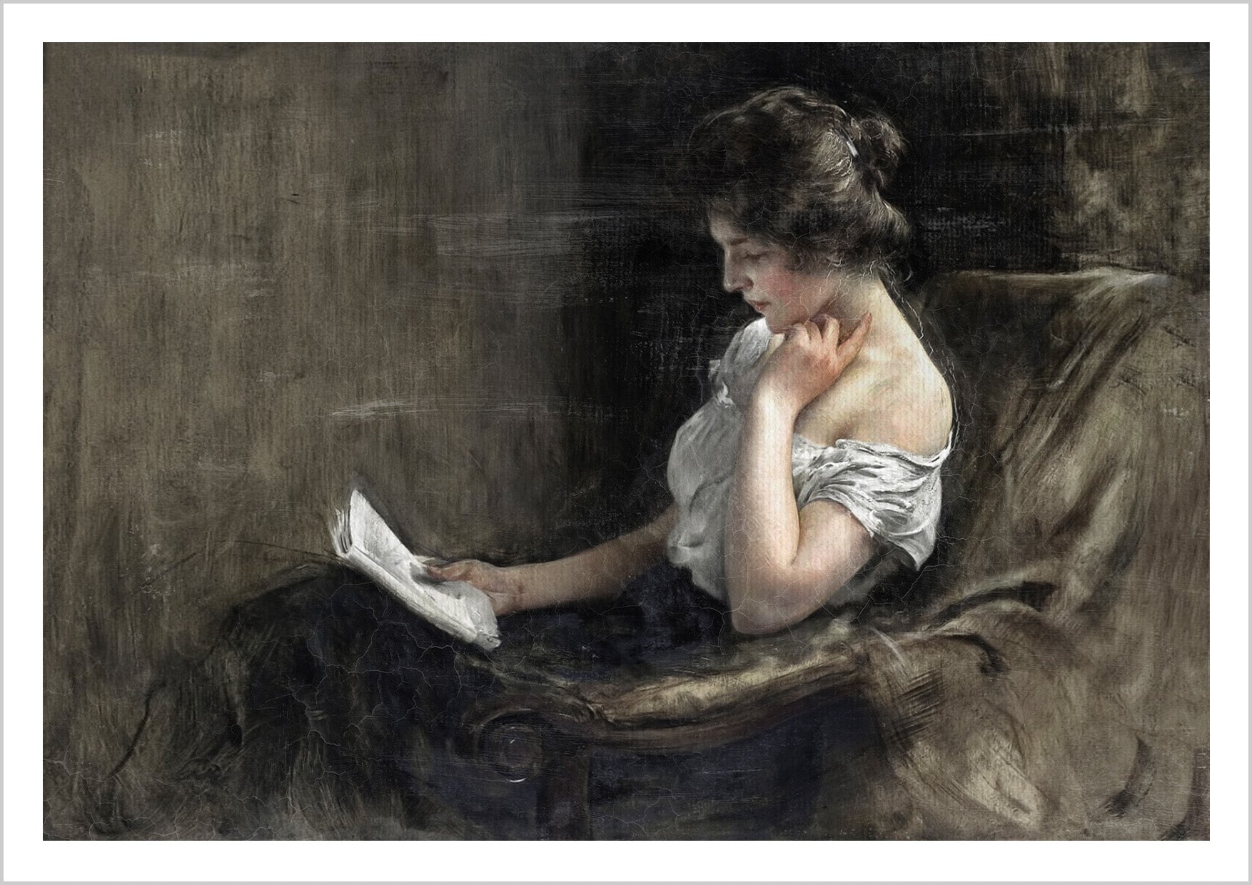 Reading Lady Painting by Caspar Ritter