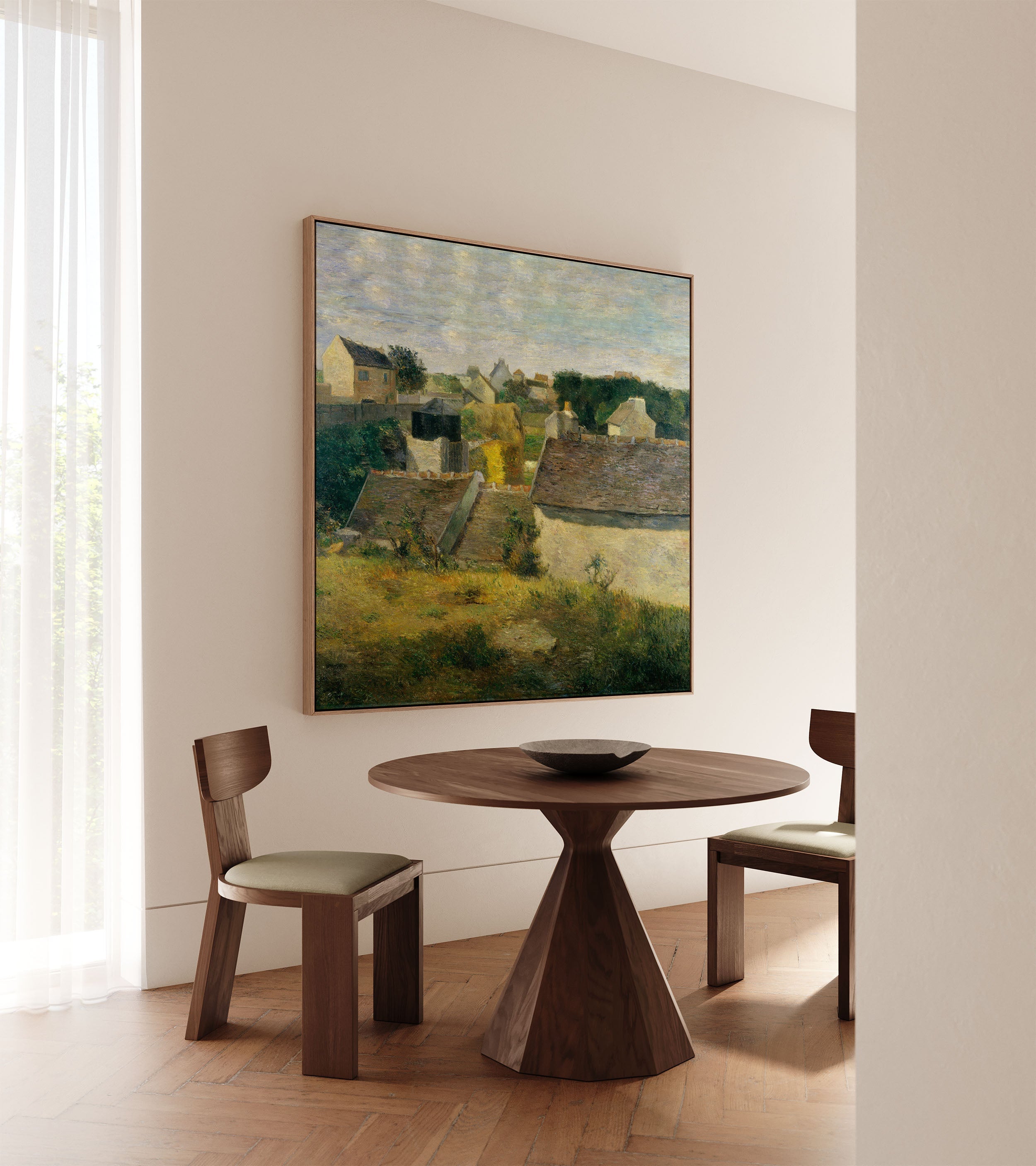 A quiet glimpse of rural life through Paul Gauguin’s eyes. Soft tones and simple forms capture the charm of the countryside with a sense of warmth and nostalgia.