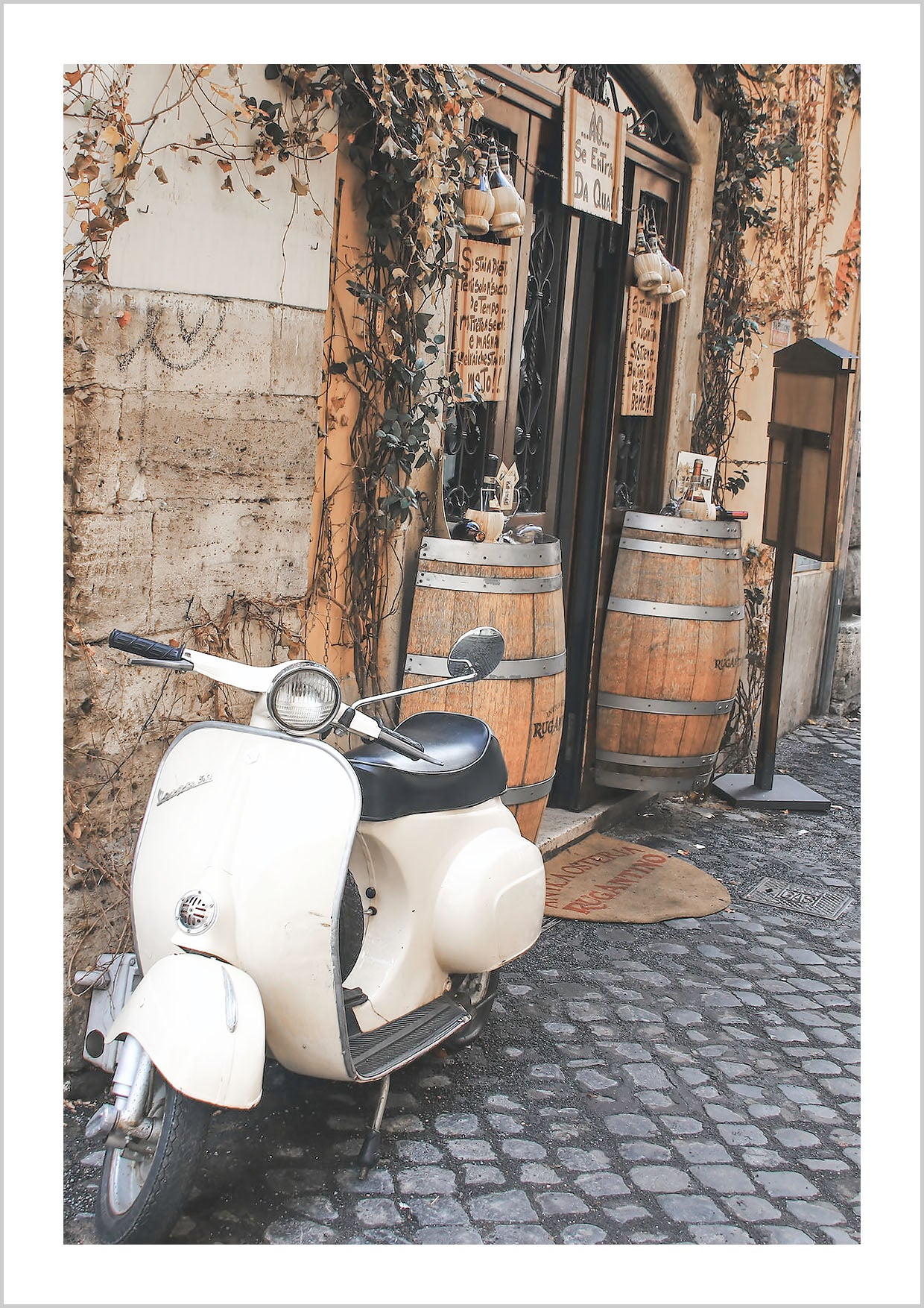 White Italian Vespa Poster