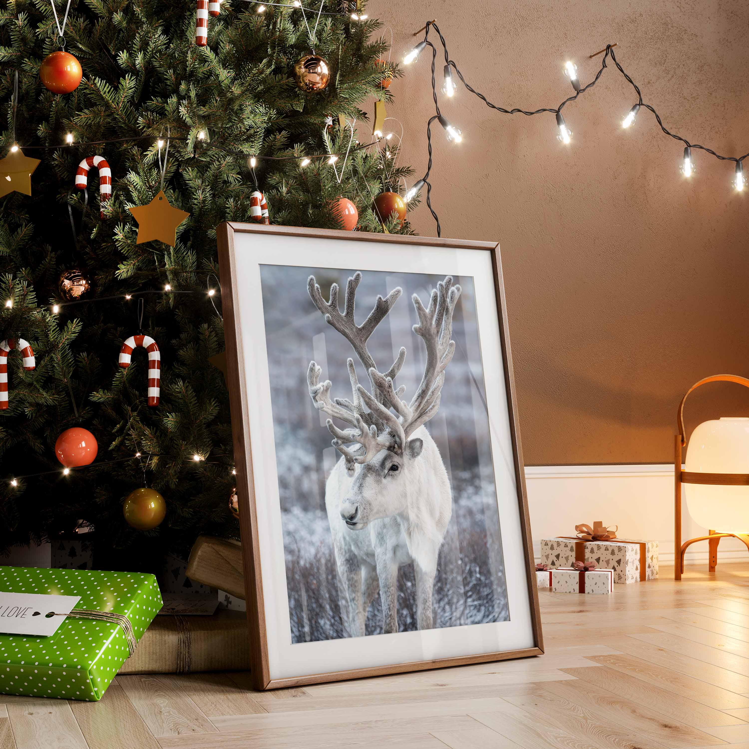 White Majestic Deer Poster