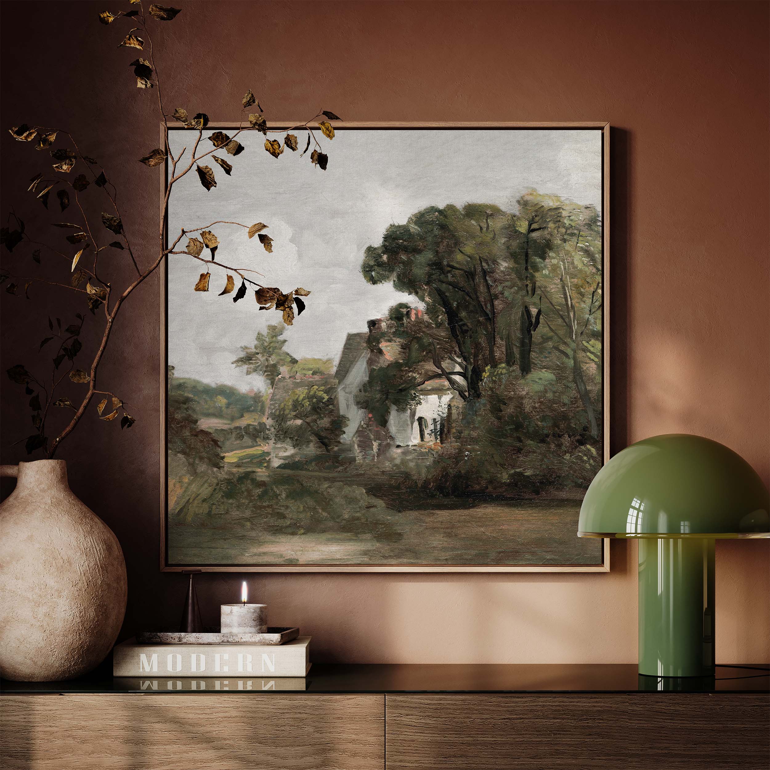 Vintage England Country Cottage Oil Painting "Willy Lott's House" John Constable