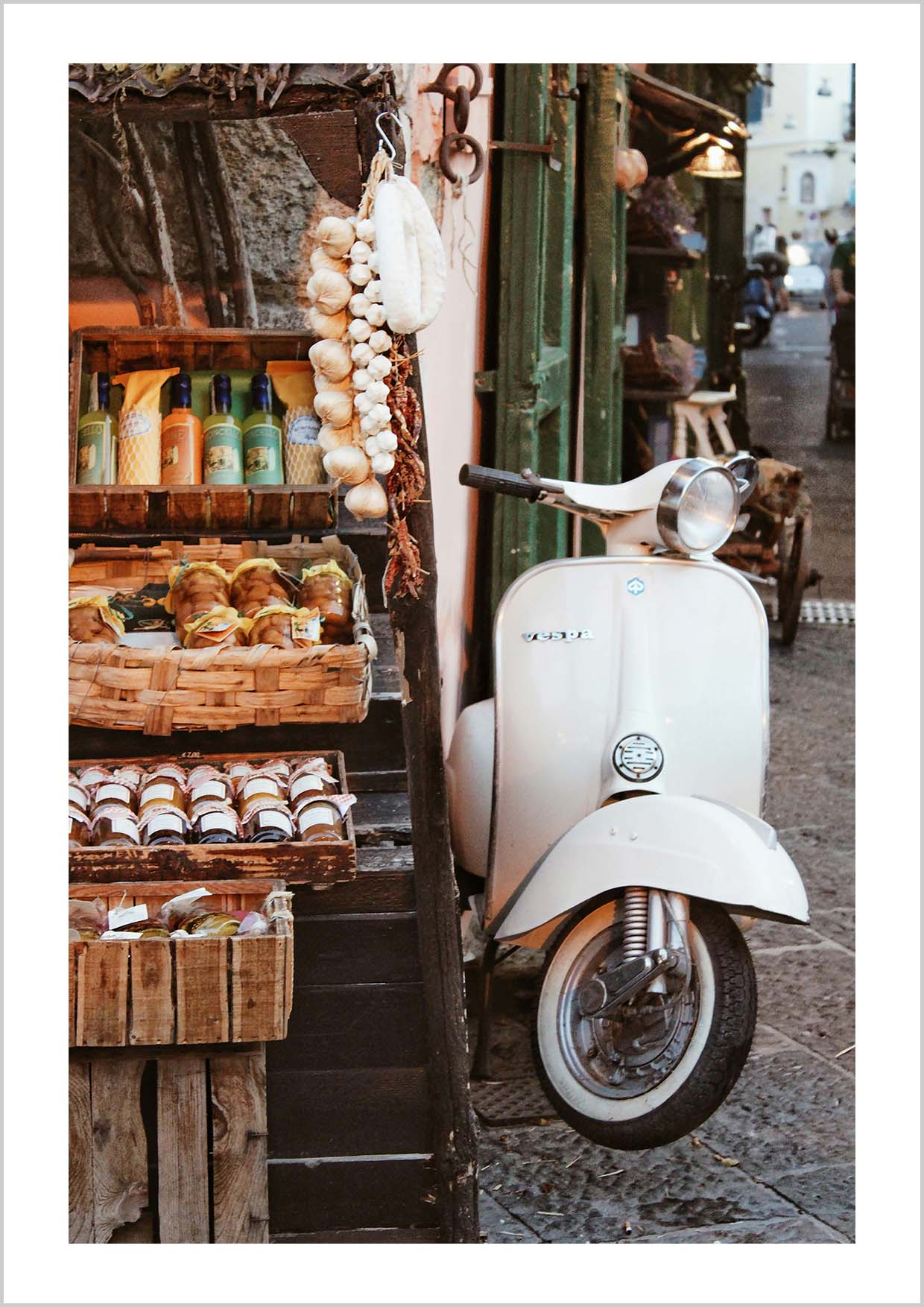White Vespa at Italian market