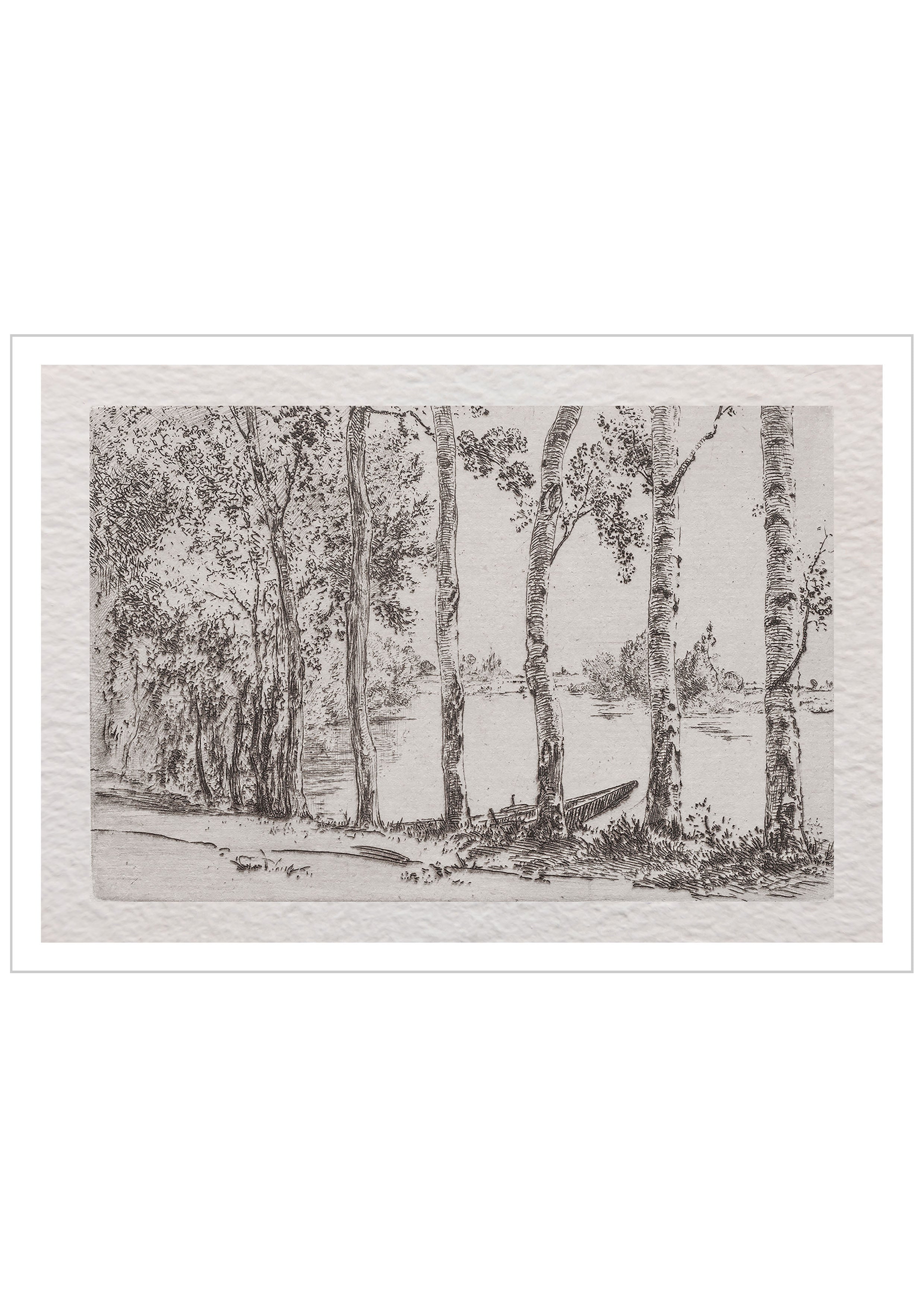 Aspens on the Bank of the Seine was created by the French artist Félix Bracquemond