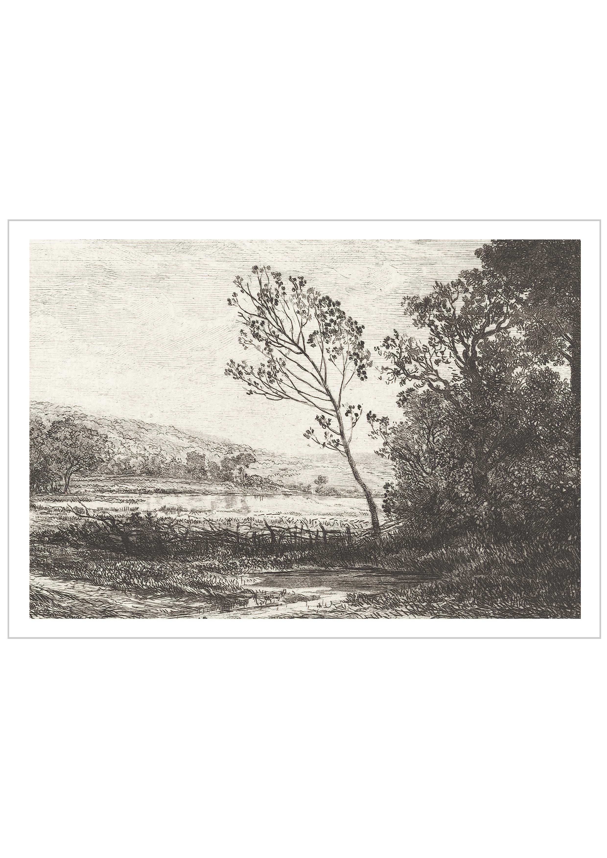 Autumn landscape sketch by French painter - Charles-Francois Daubigny