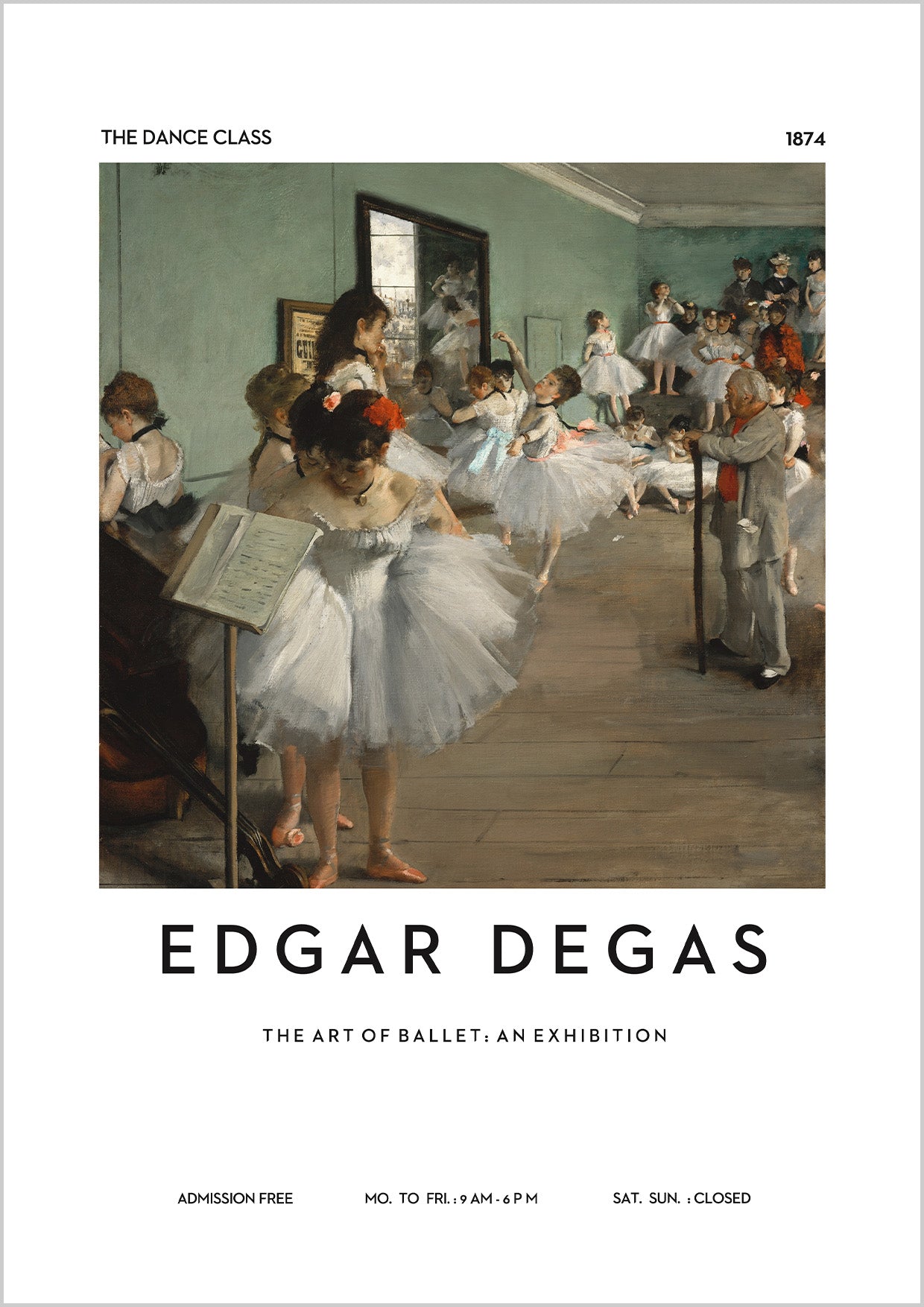 A fine artwork "The Dance Class" circa 1874 from the French artist Edgar Degas.