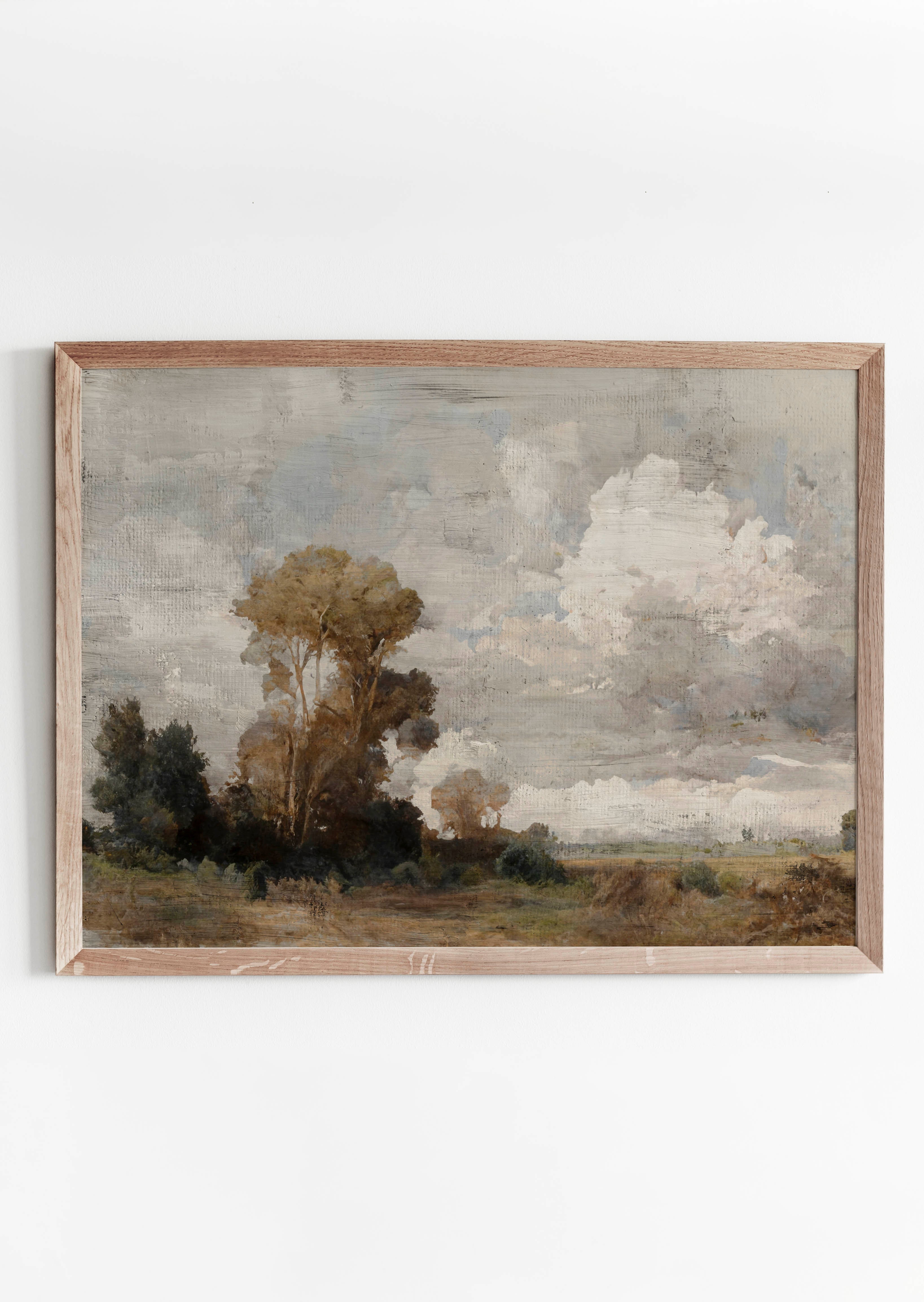 Vintage painting of fall scenery countryside landscape