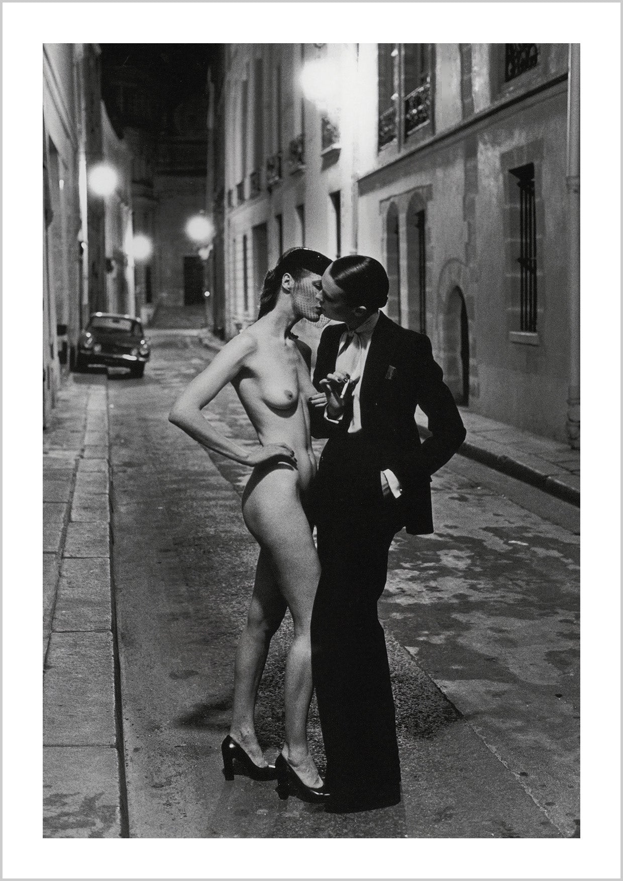 Helmut Newton - Fashion Model And Nude Kissing