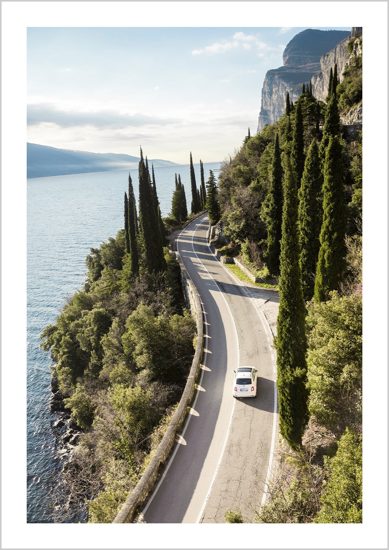 Iconic photography of Gardesana road, lake Garda, Lombardy, Italy.