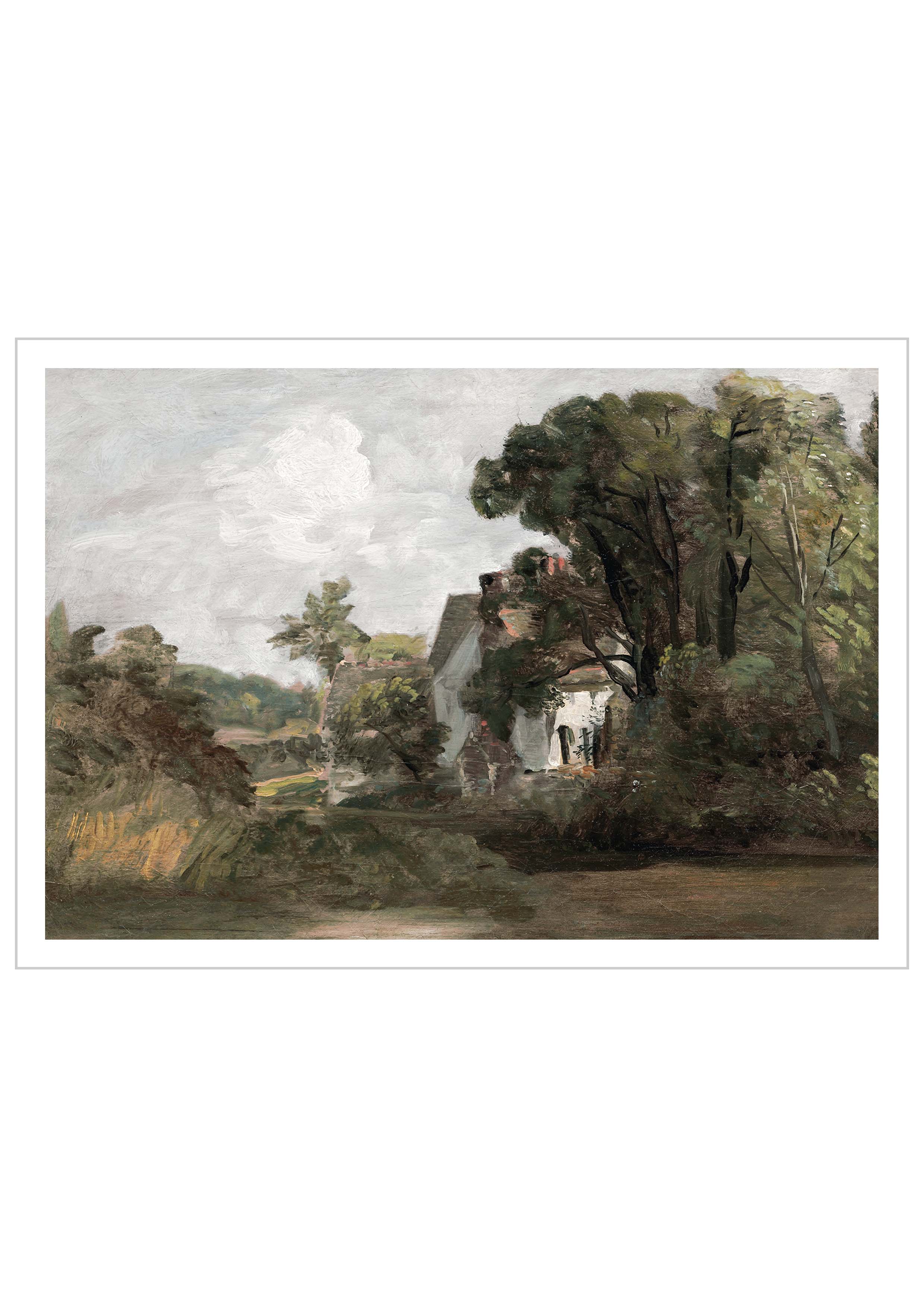 Vintage England Country Cottage Oil Painting "Willy Lott's House" John Constable