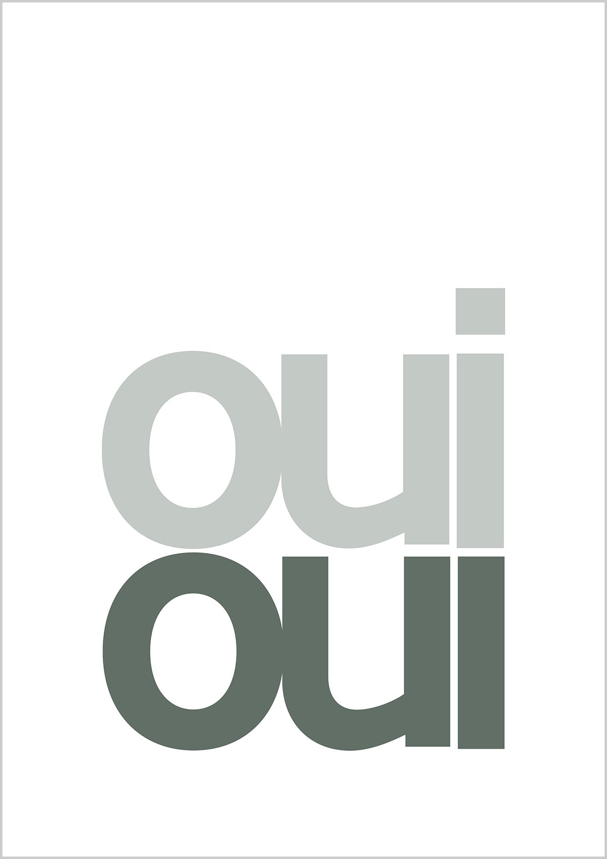 Typography text oui oui in green sage