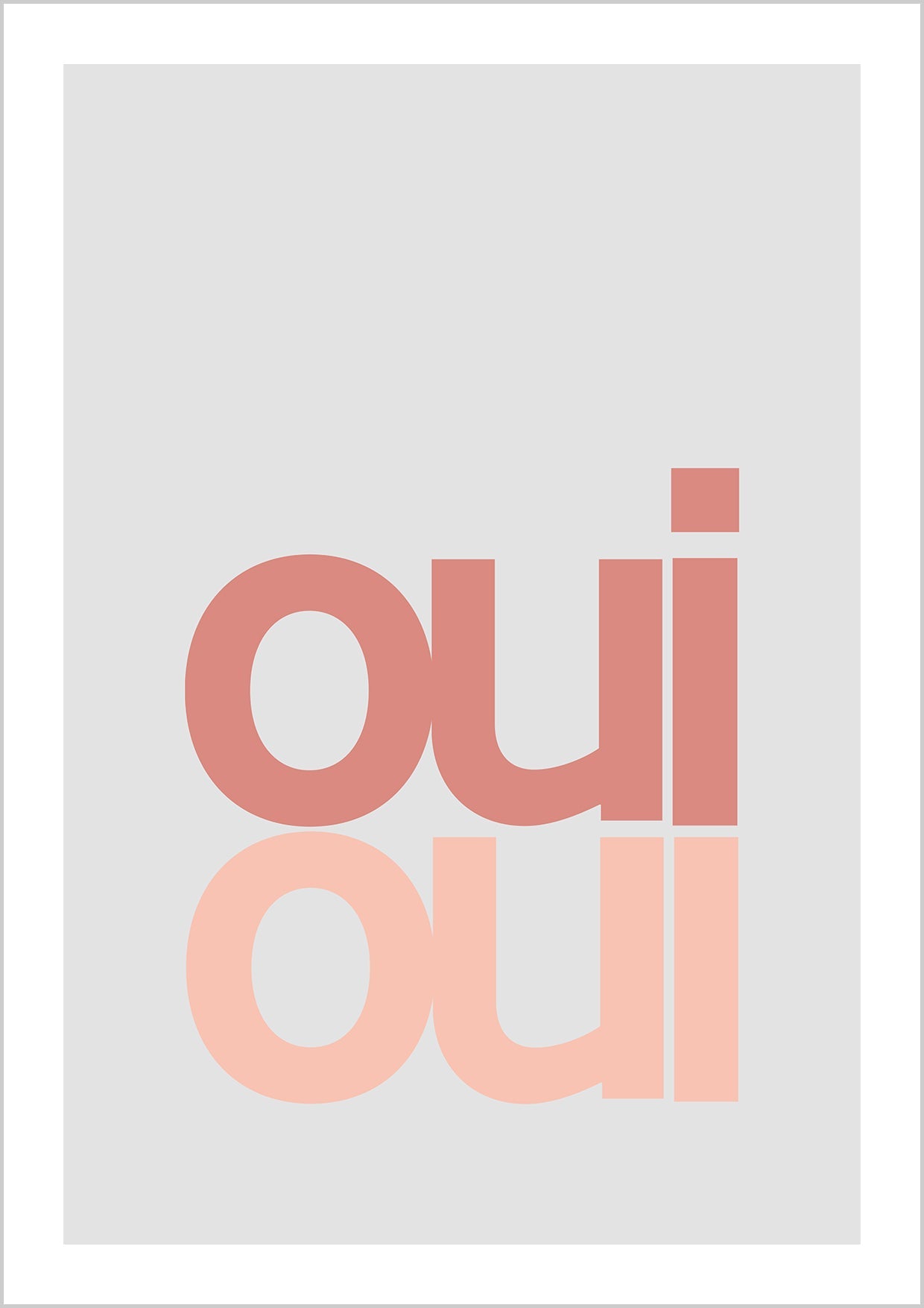 Typography text oui oui in pink text white background