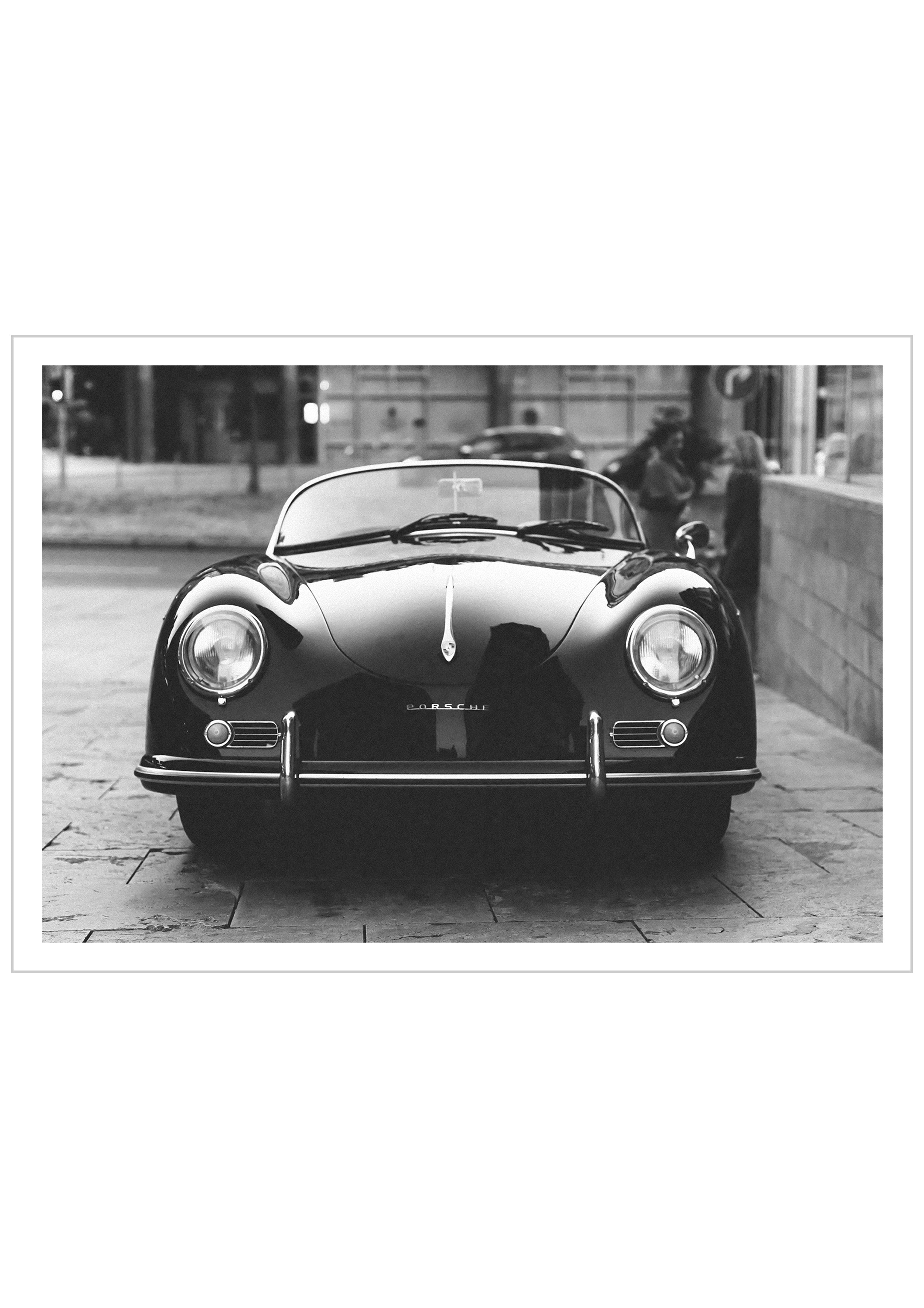 Black and white photography of an old collection Porsche 356 Poster