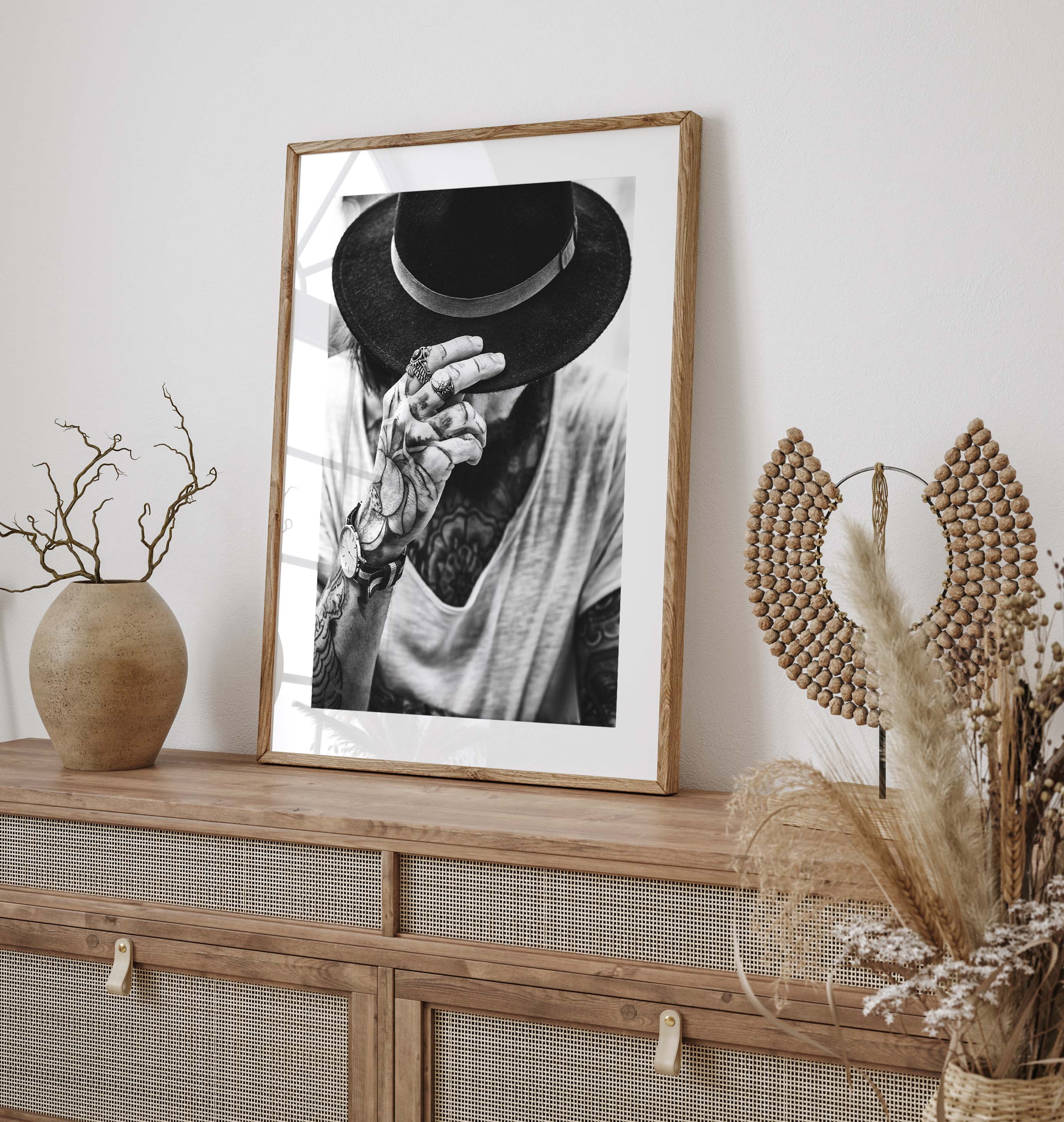 Portrait of hipster with tattoo