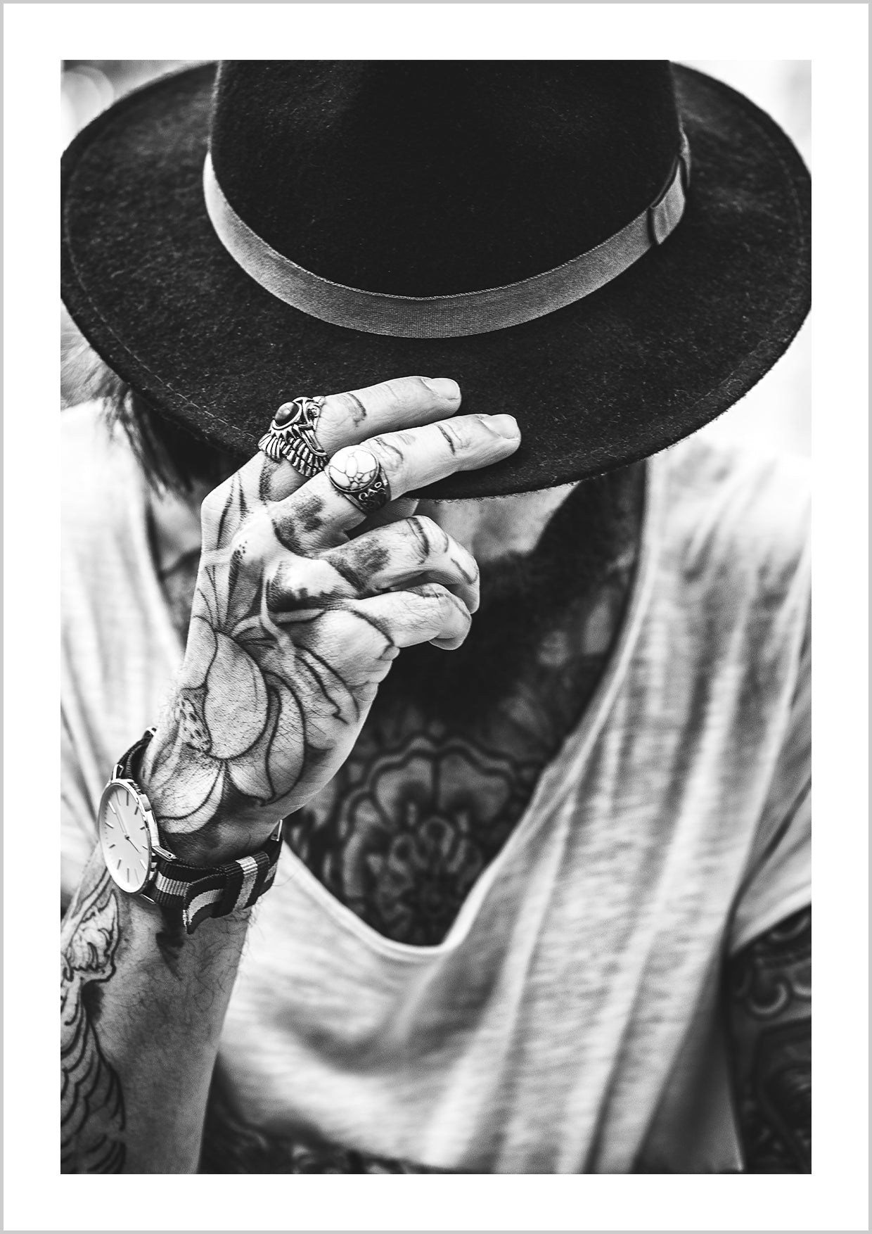 Portrait of hipster with tattoo
