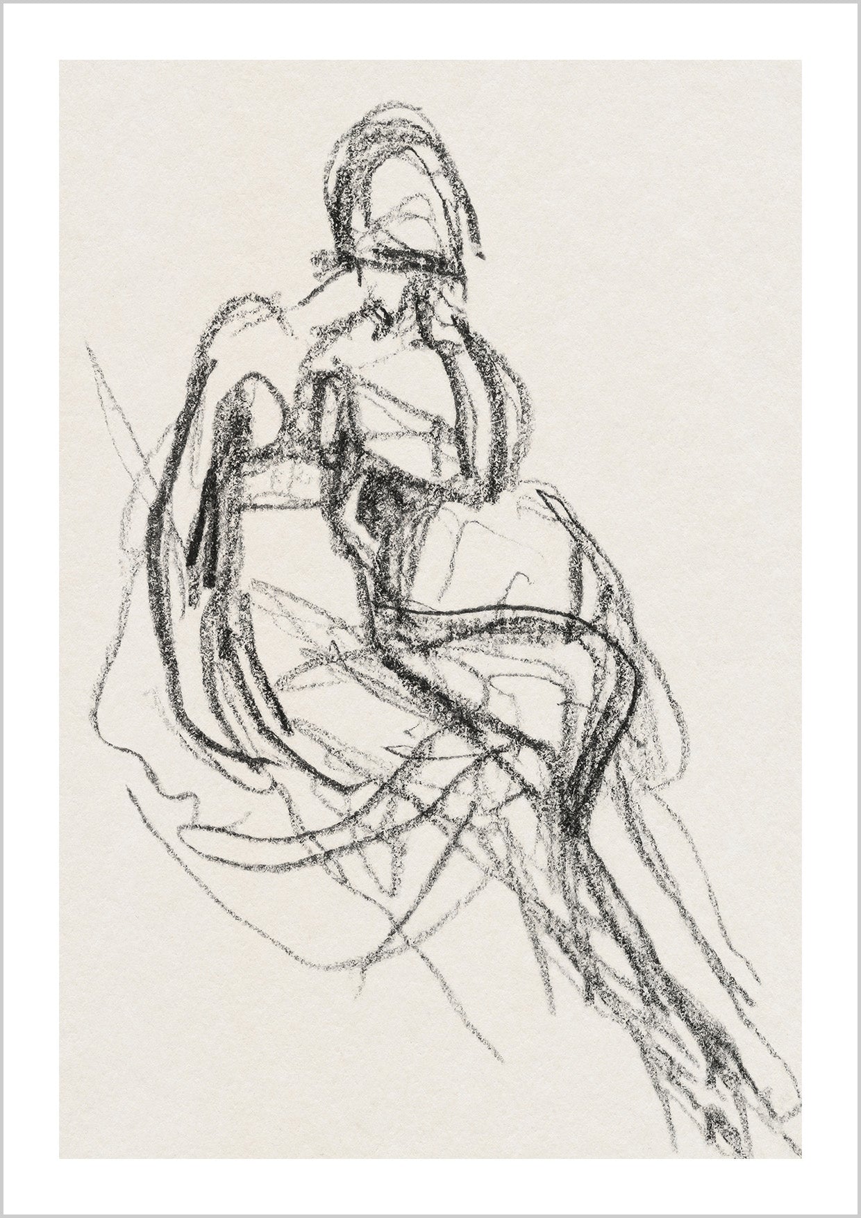 Vintage Woman Drawing Line Art | Woman Minimalist Sketch Art | Dining Neutral Wall Art | Black and White Vintage Art