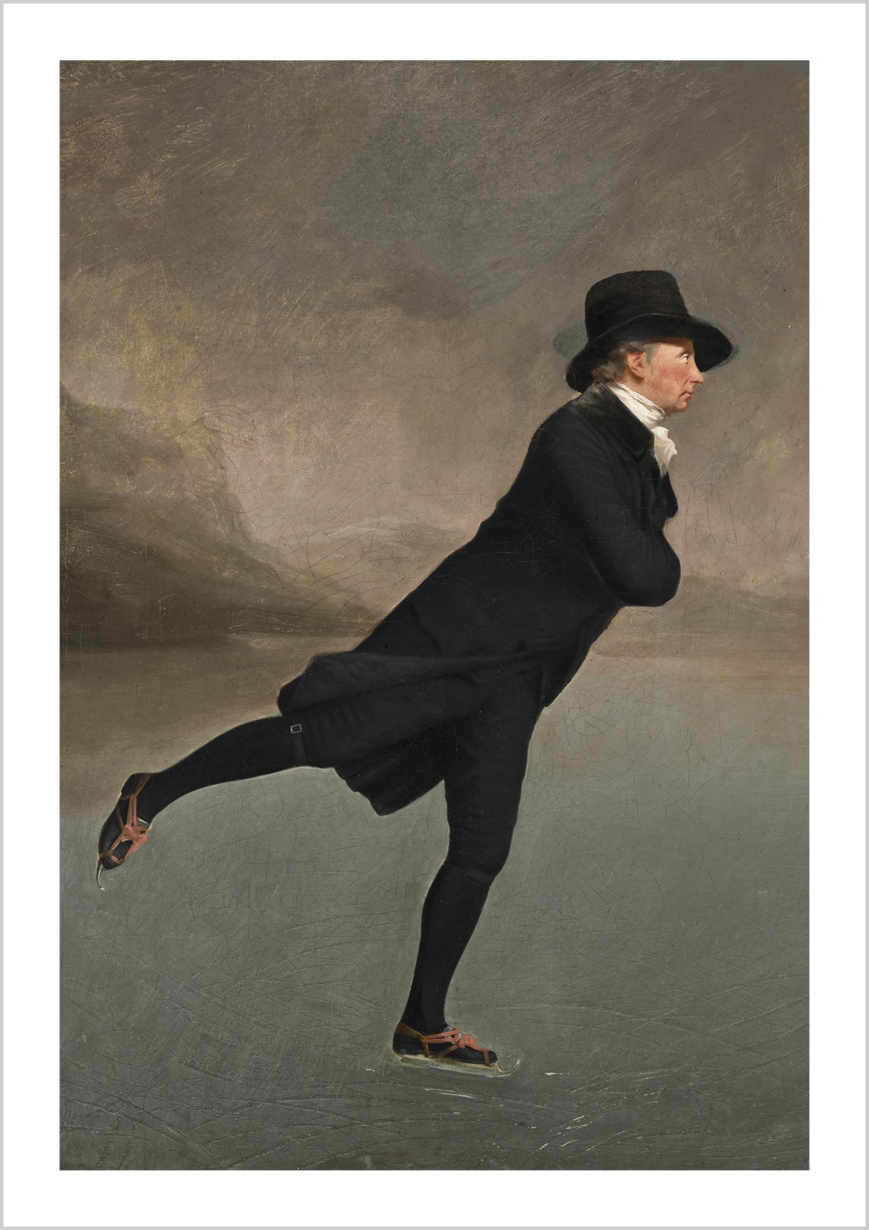 Vintage painting The Skating Minister! The original artwork was created by the Scottish portrait painter Henry Raeburn.