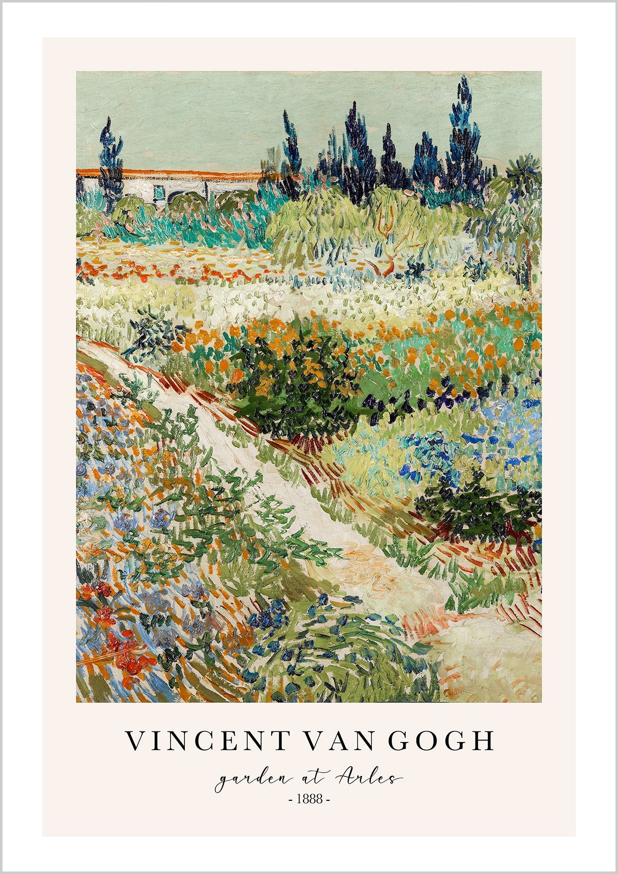 Vintage painting Garden at Arles by Van Gogh