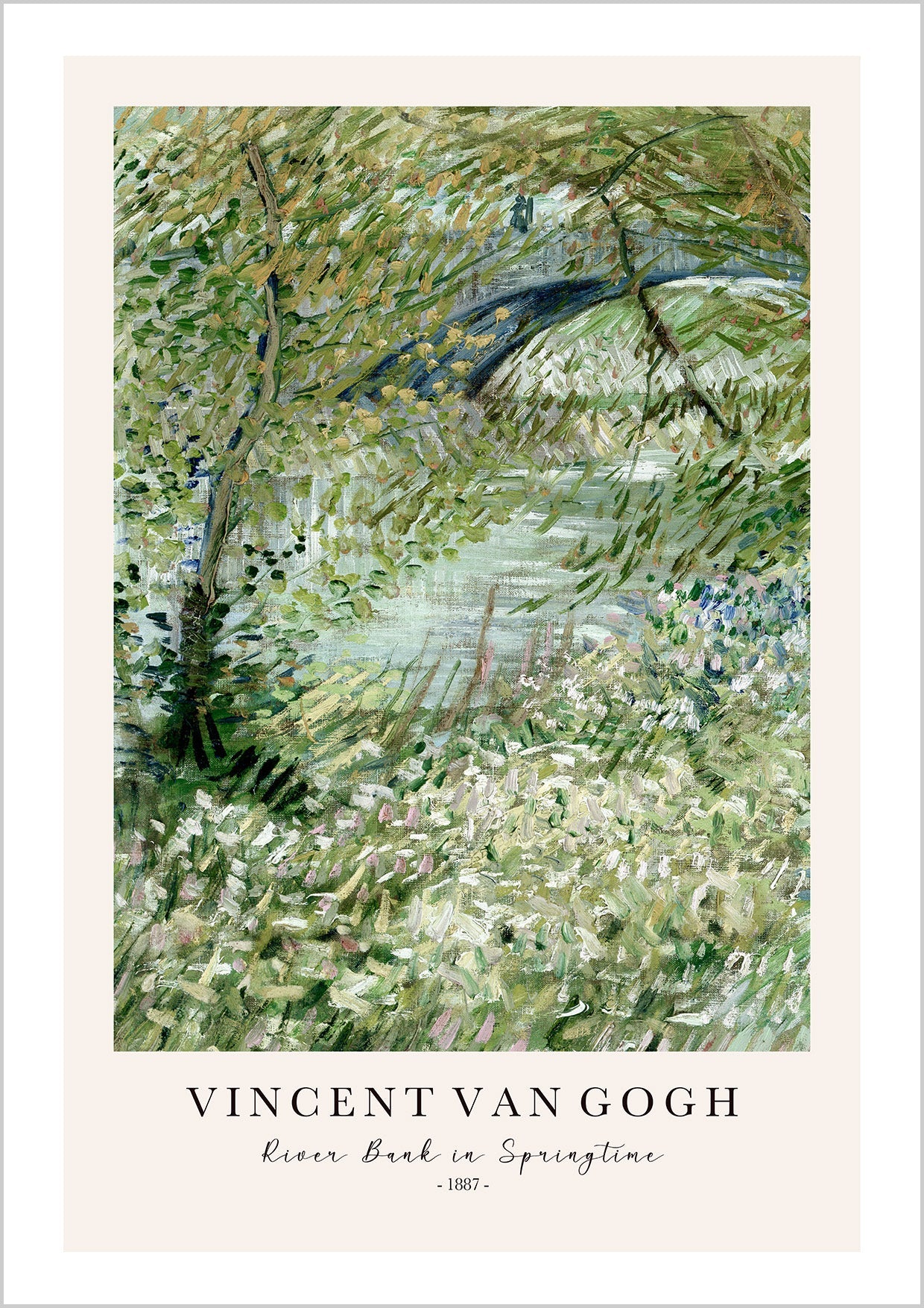 Vintage painting River bank in spring by Van Gogh