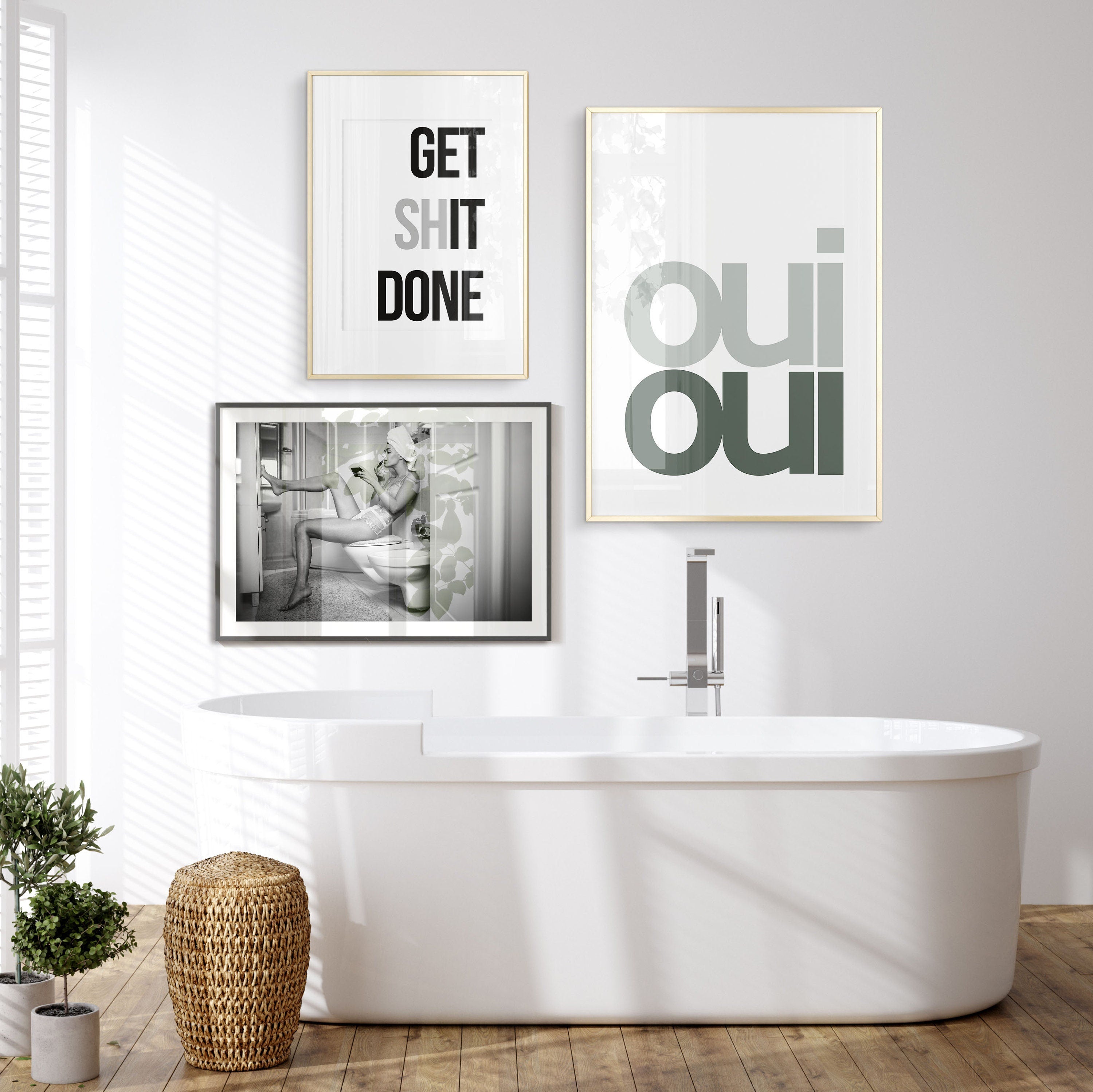 Typography text oui oui in green sage
