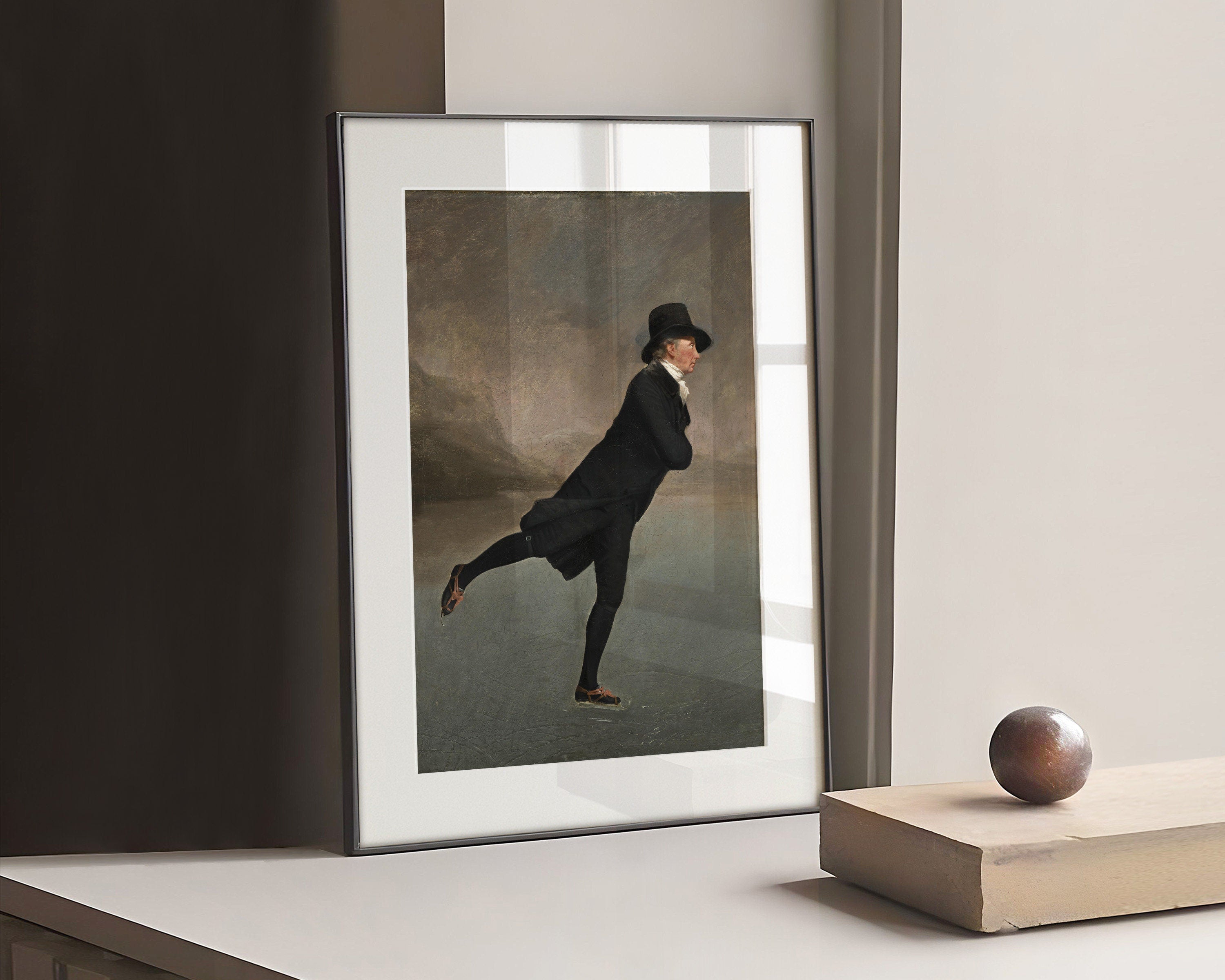 Vintage painting The Skating Minister! The original artwork was created by the Scottish portrait painter Henry Raeburn.