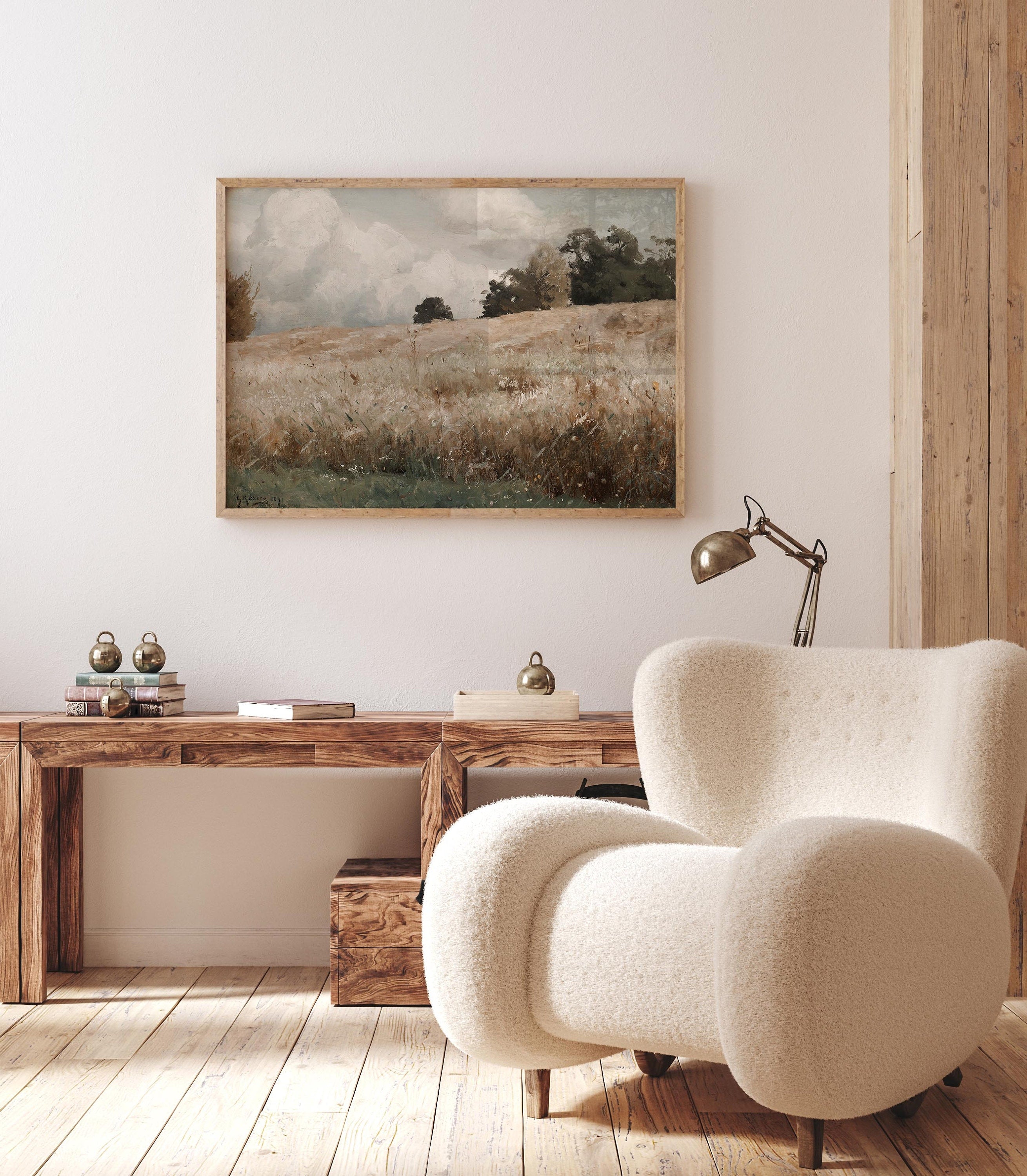 Wheat field Meadow Landscape Painting was created by Gustaf Rydberg