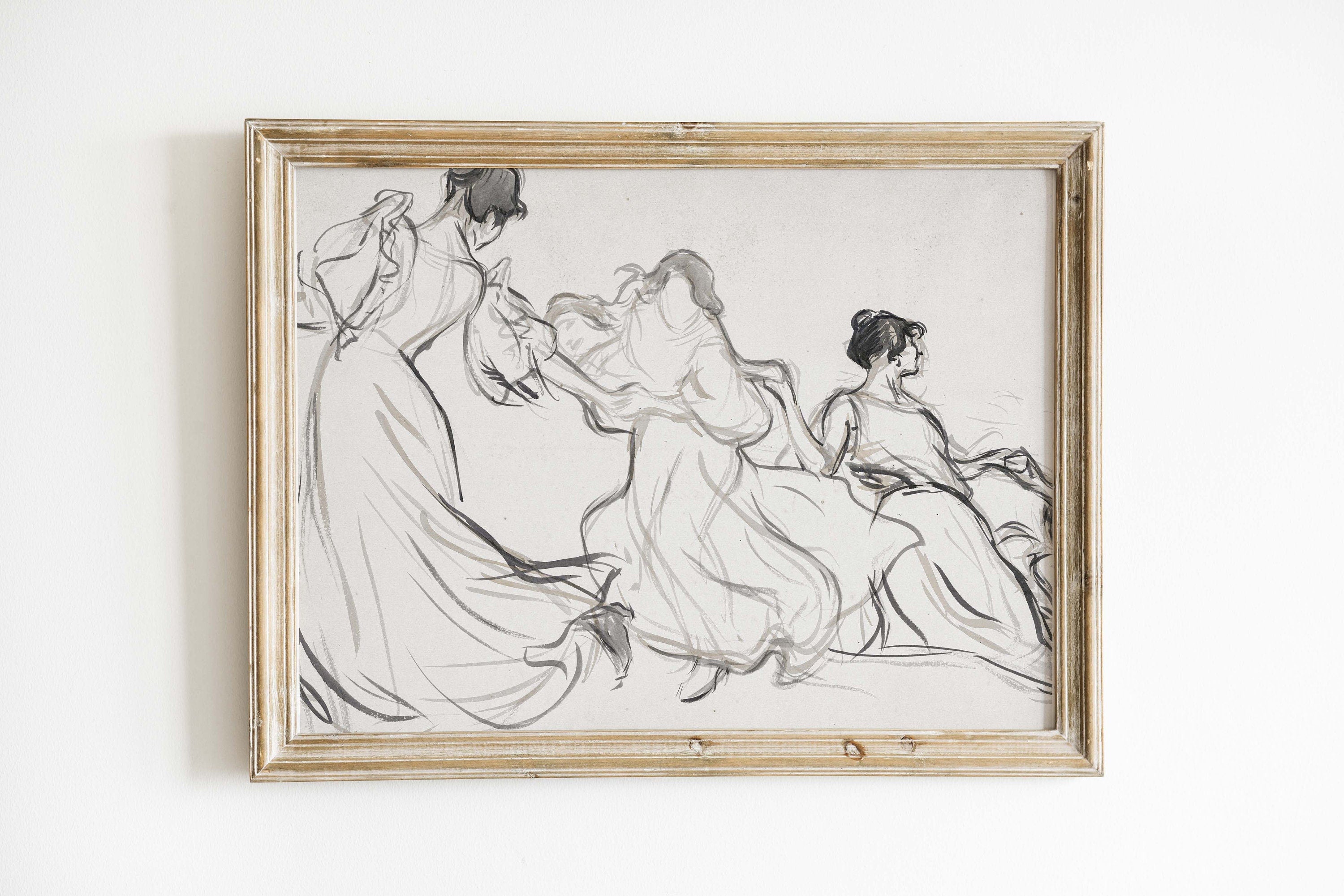 Women dancing drawing by Victor Emilie Prouve