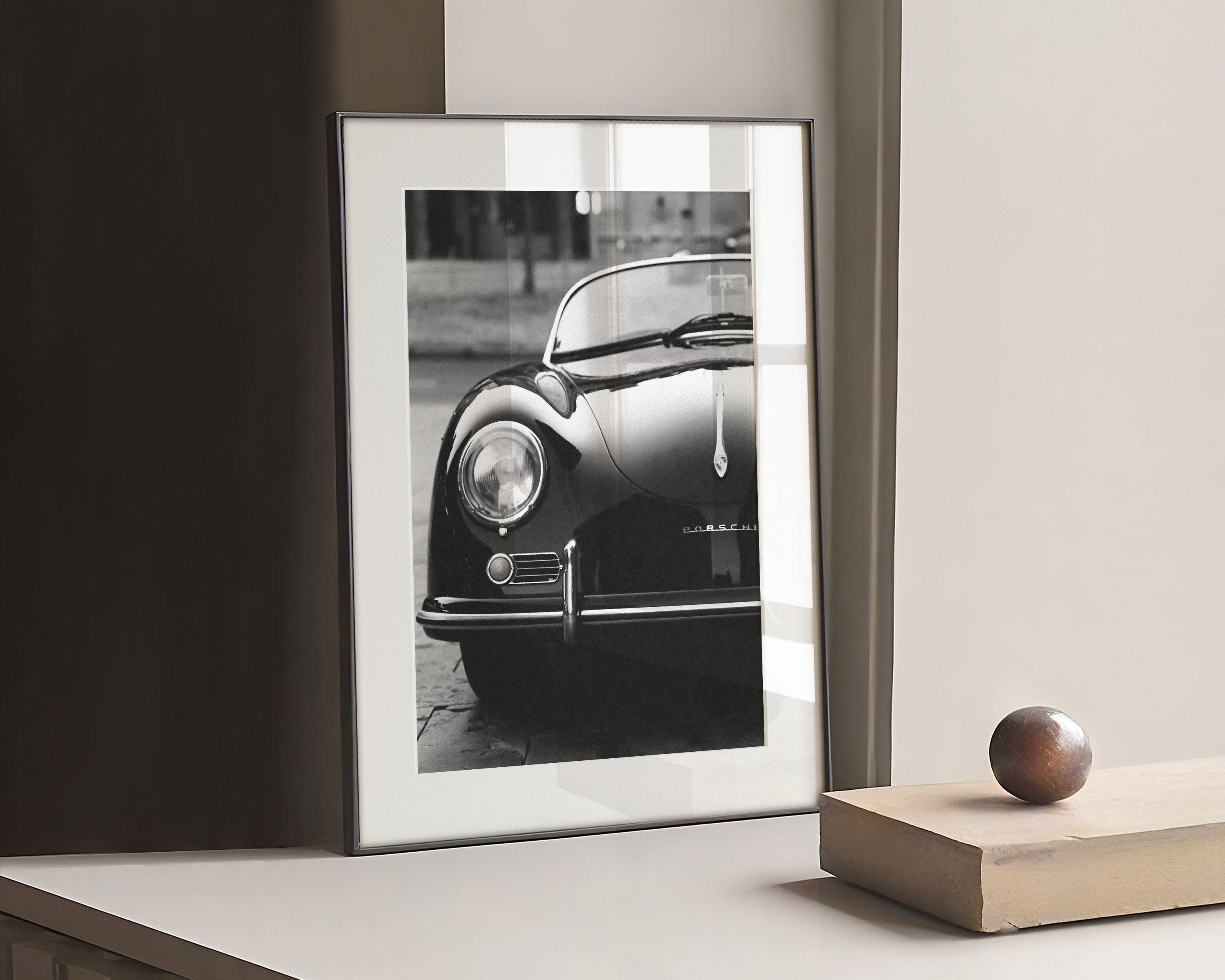 Black and white photography of an old collection Porsche 356 Poster