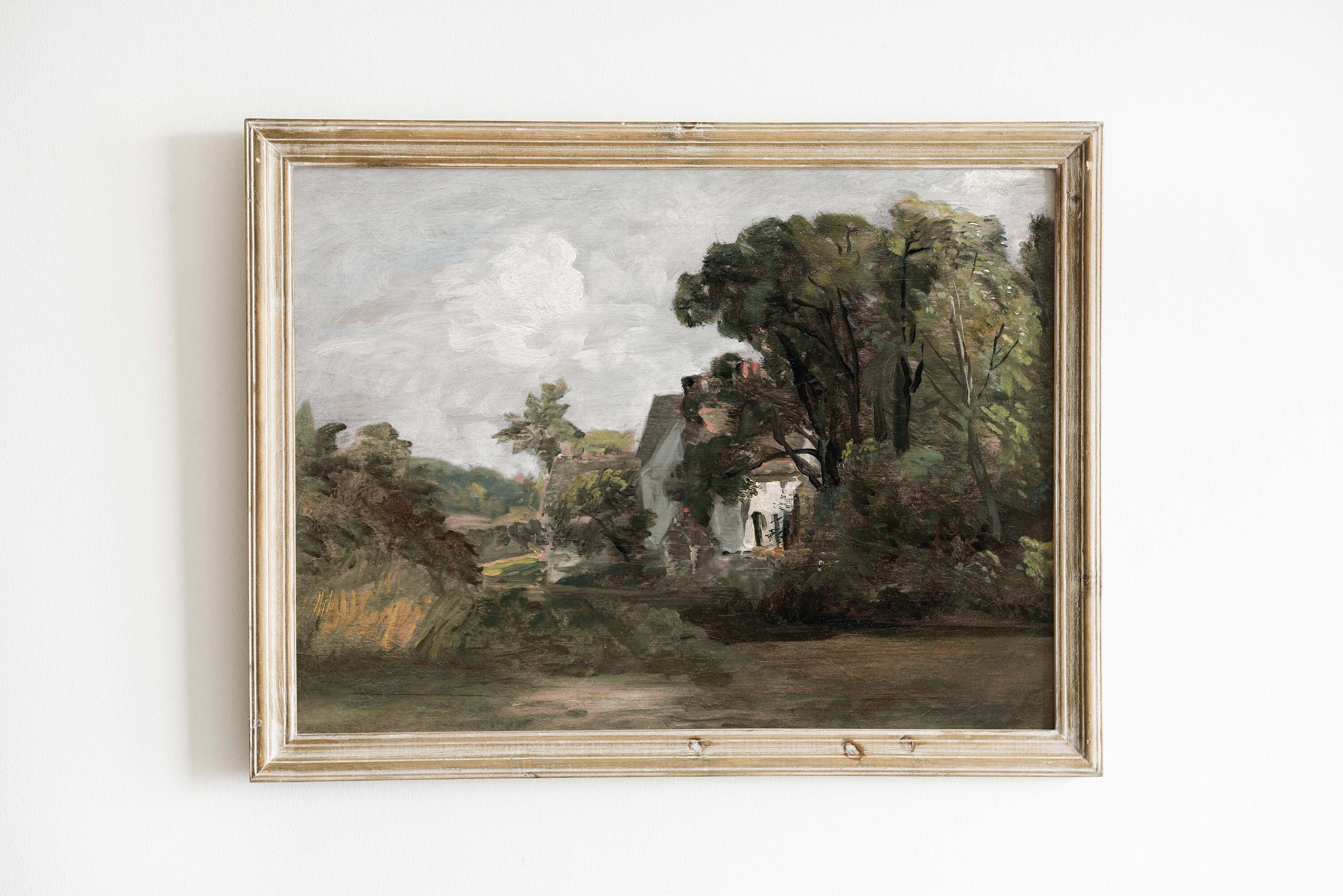 Vintage England Country Cottage Oil Painting "Willy Lott's House" John Constable