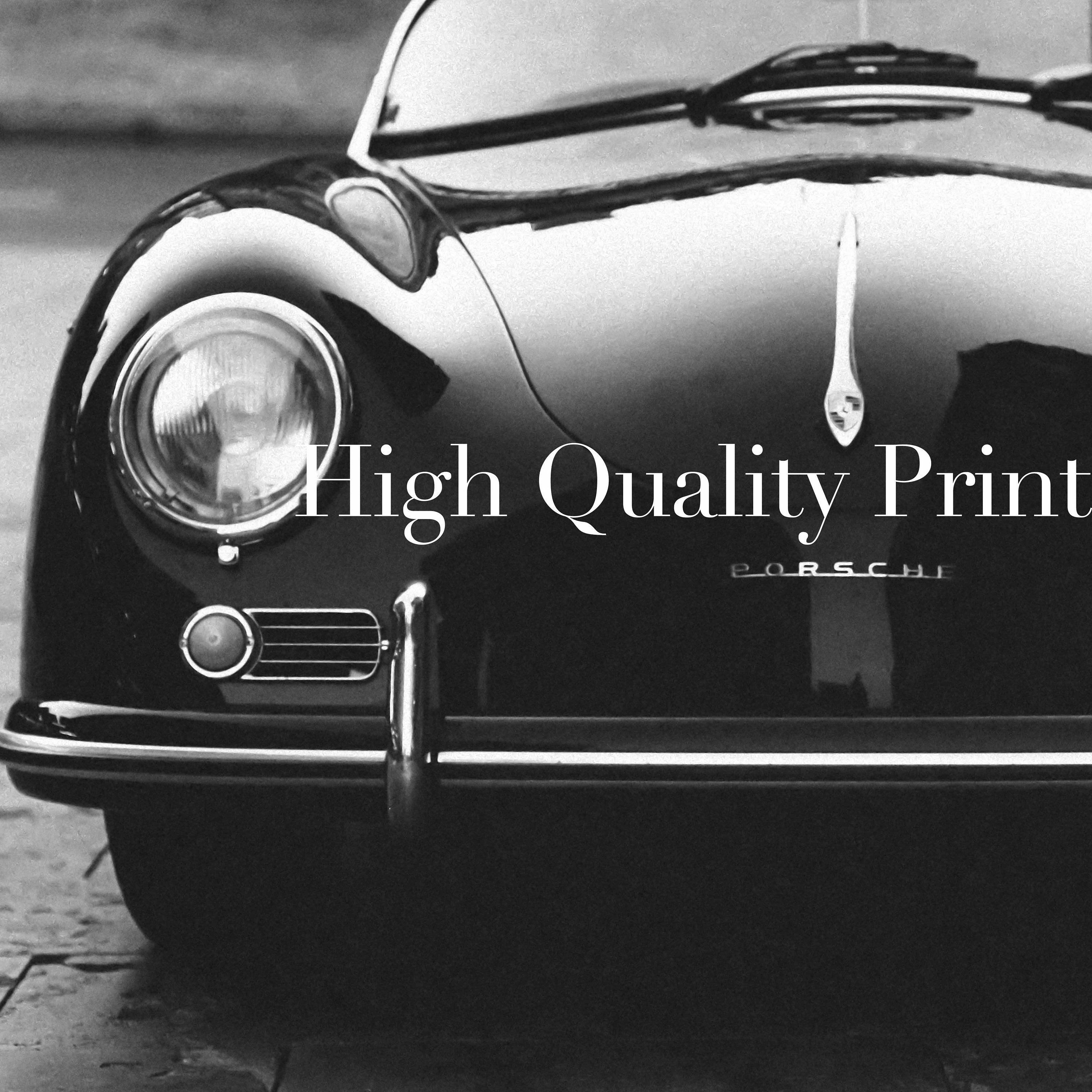 Black and white photography of an old collection Porsche 356 Poster