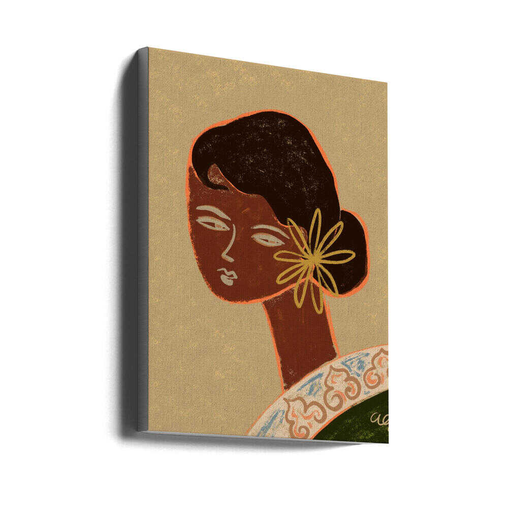 The Green Lady – elegant portrait in warm earth tones, timeless and calm. Large poster, canvas & frames. Local production & fast shipping.